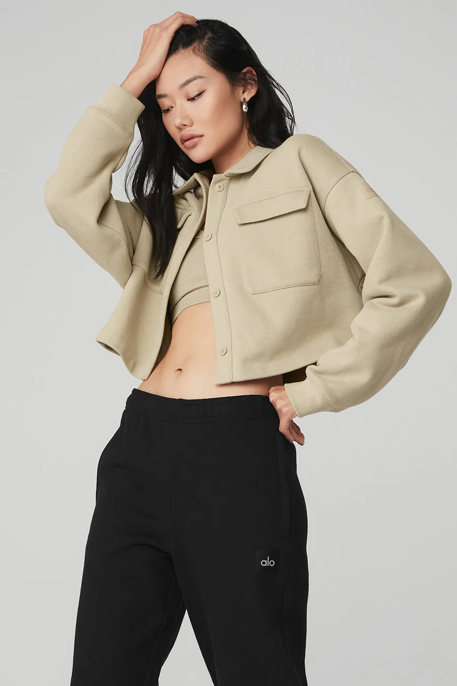 Renown Cropped Button-Up Pullover - California Sand