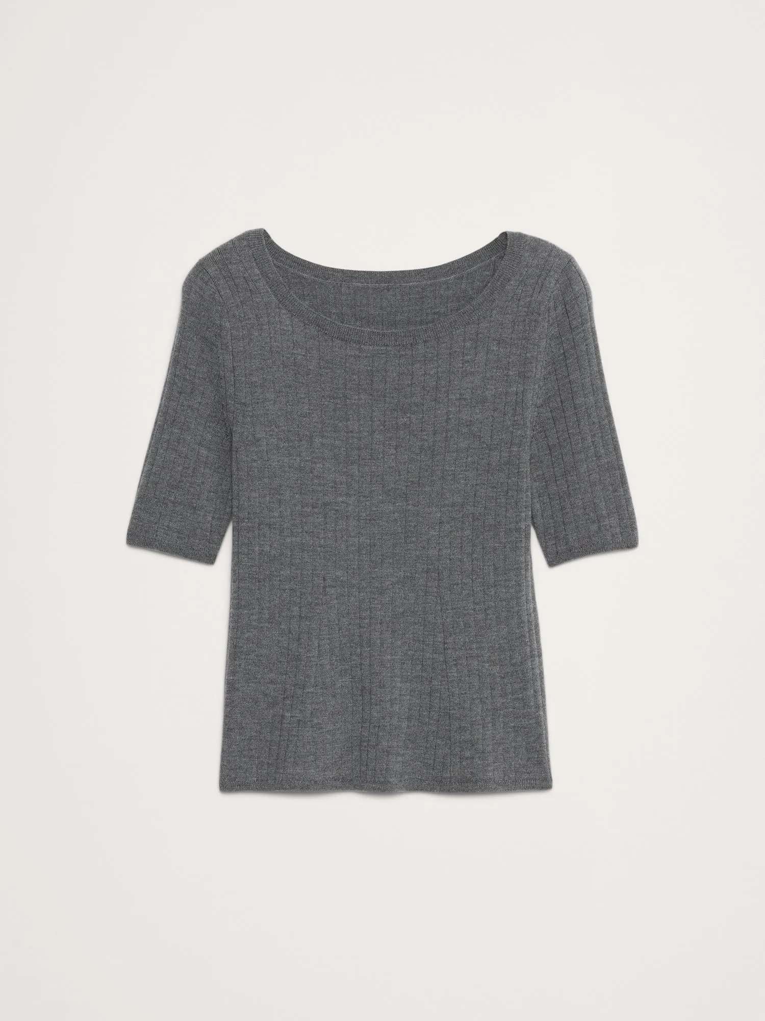 Ribbed Merino Scoop-Neck Sweater