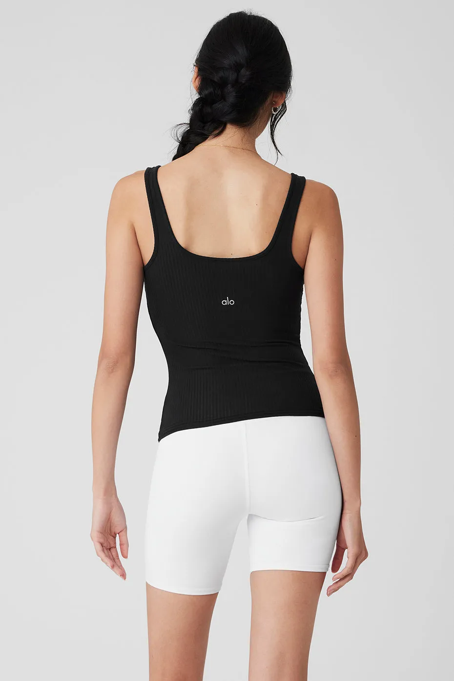 Ribbed Sea Coast Scoop Neck Tank - Black