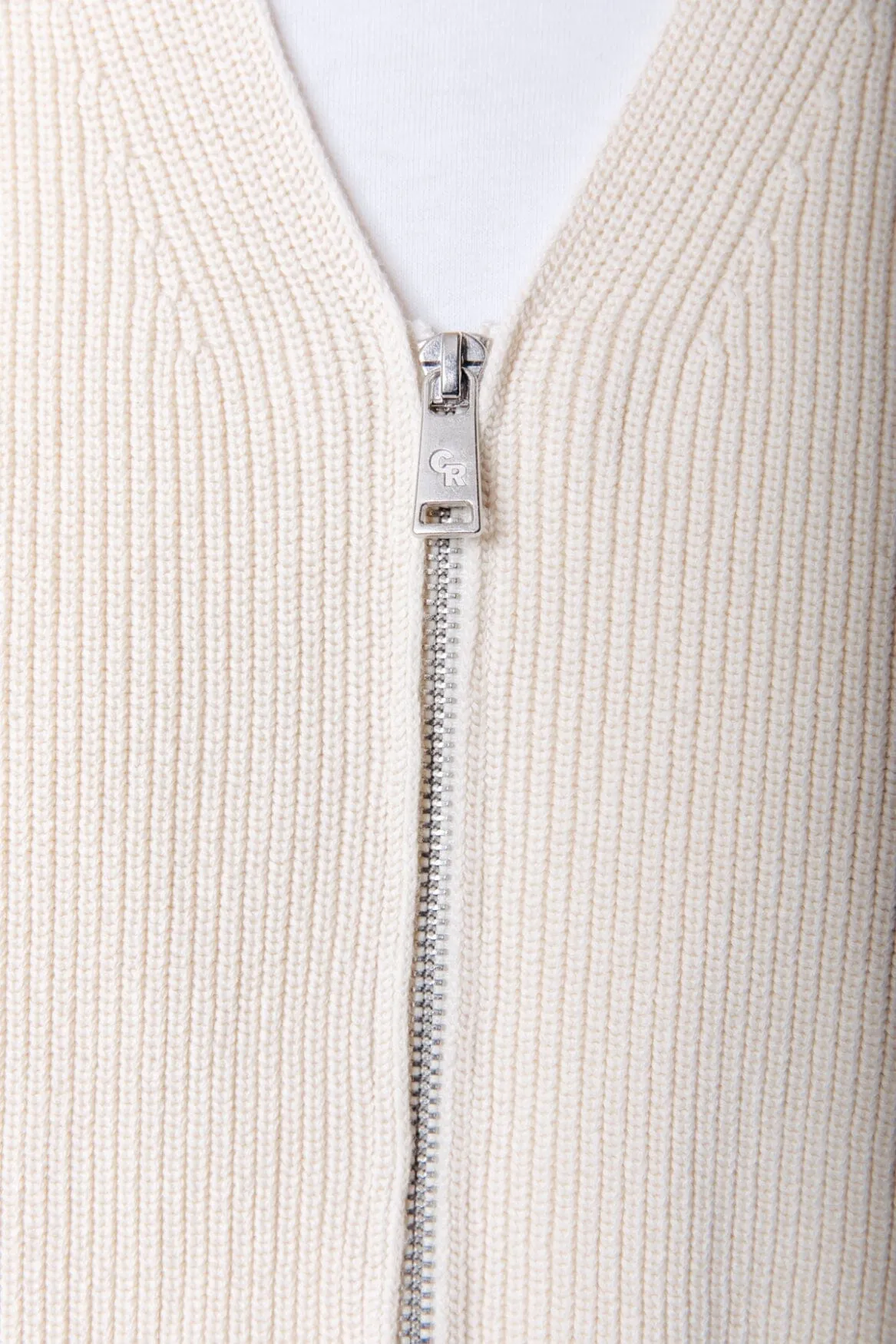 Riley Knitted Zip Vest | Off white