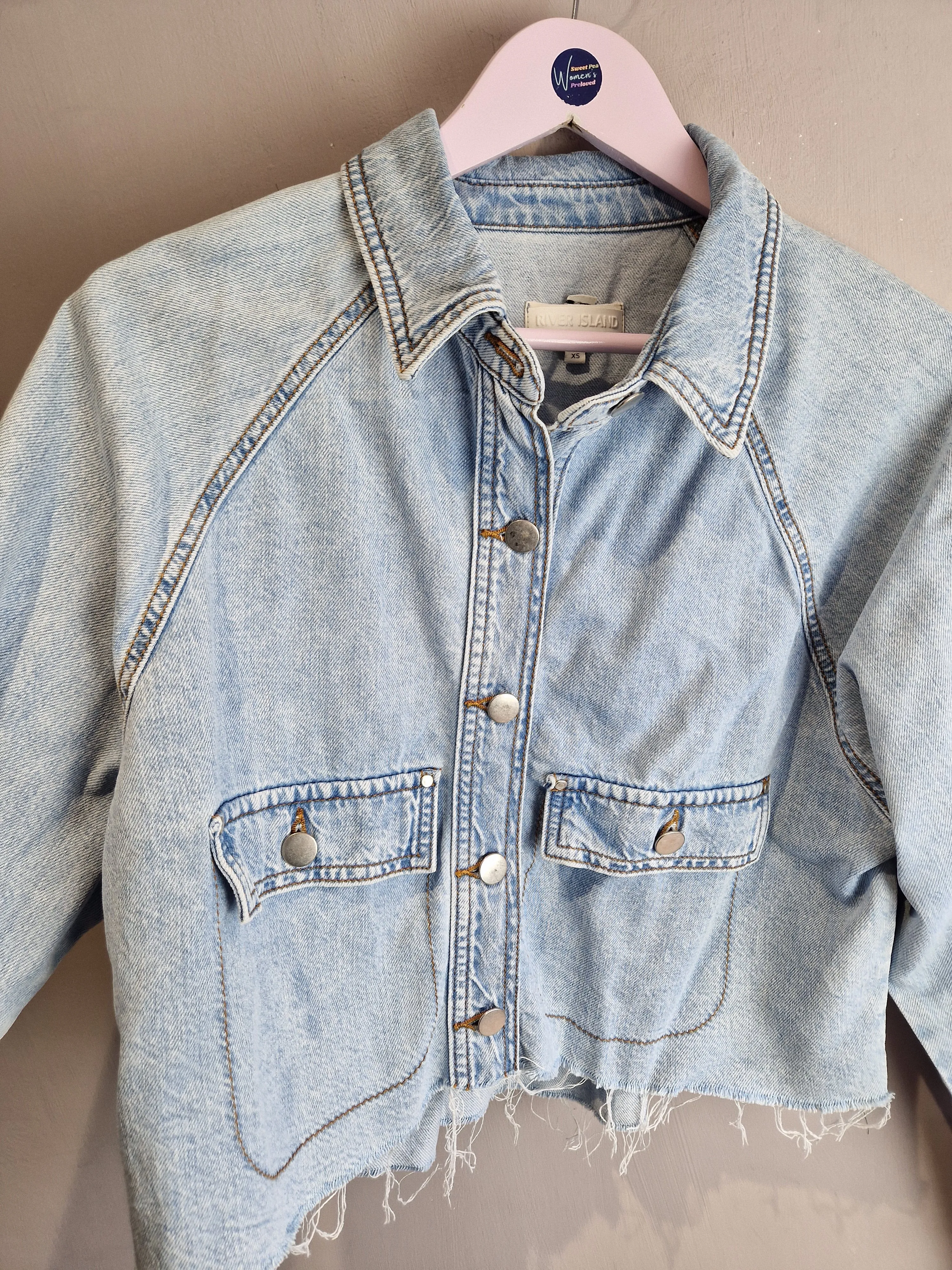 River Island cut off denim jacket - XS ( oversized )