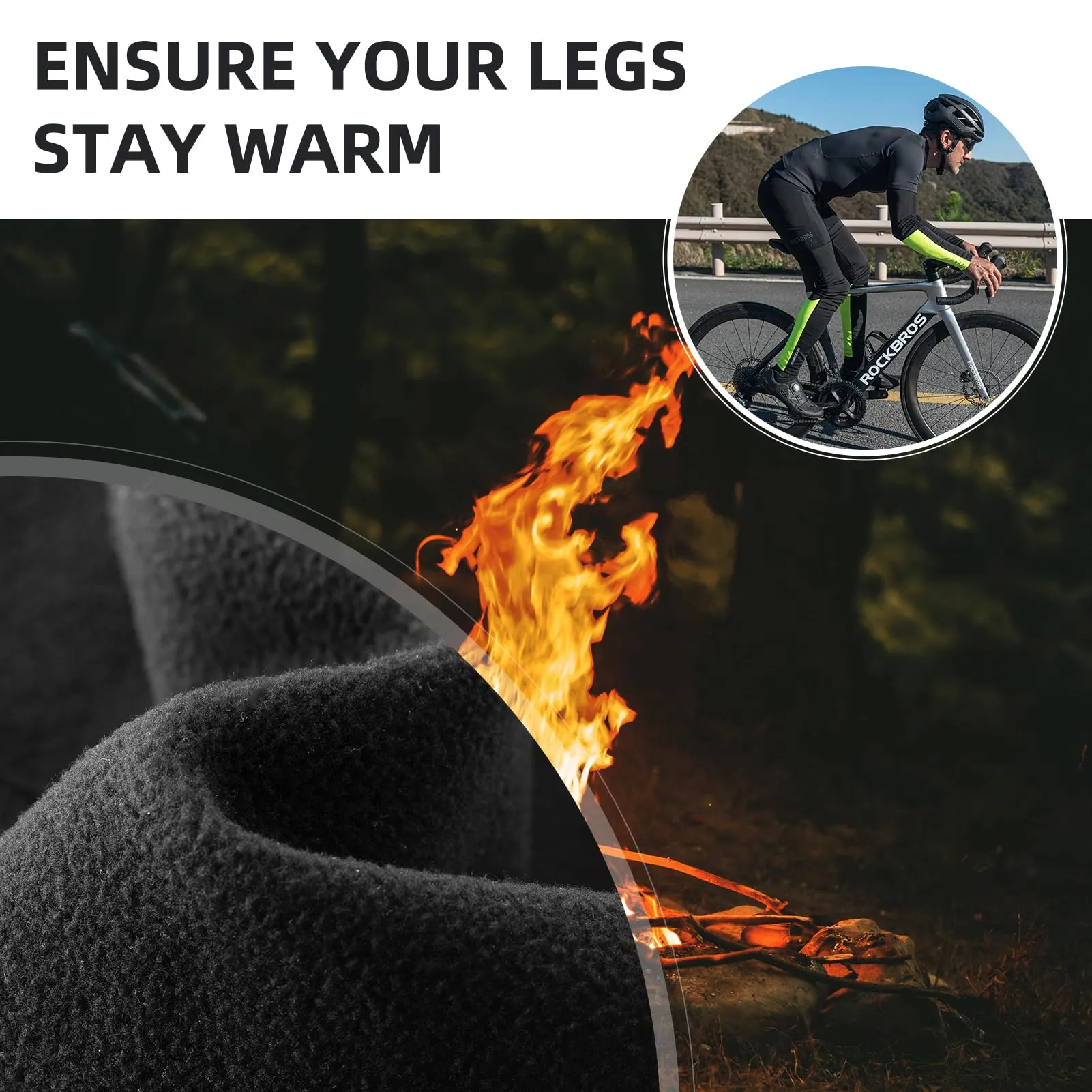 ROCKBROS Thermal Compression Leg Warmers for Men and Women, Full Leg Sleeves for Cycling