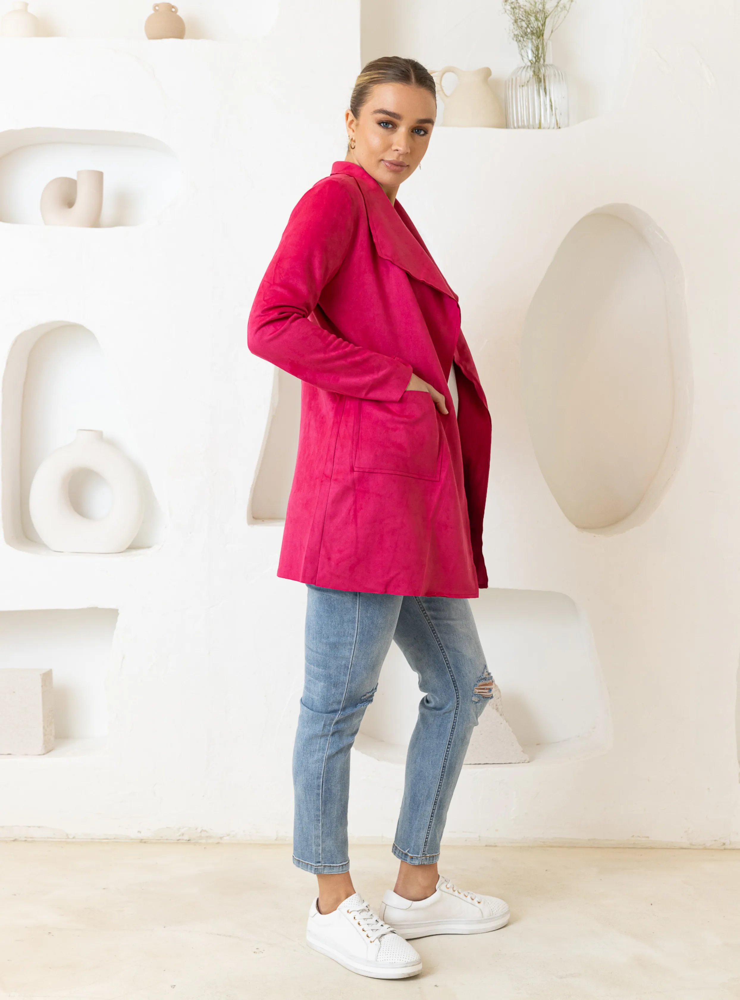 ROSE SUEDE COAT - Fuschia