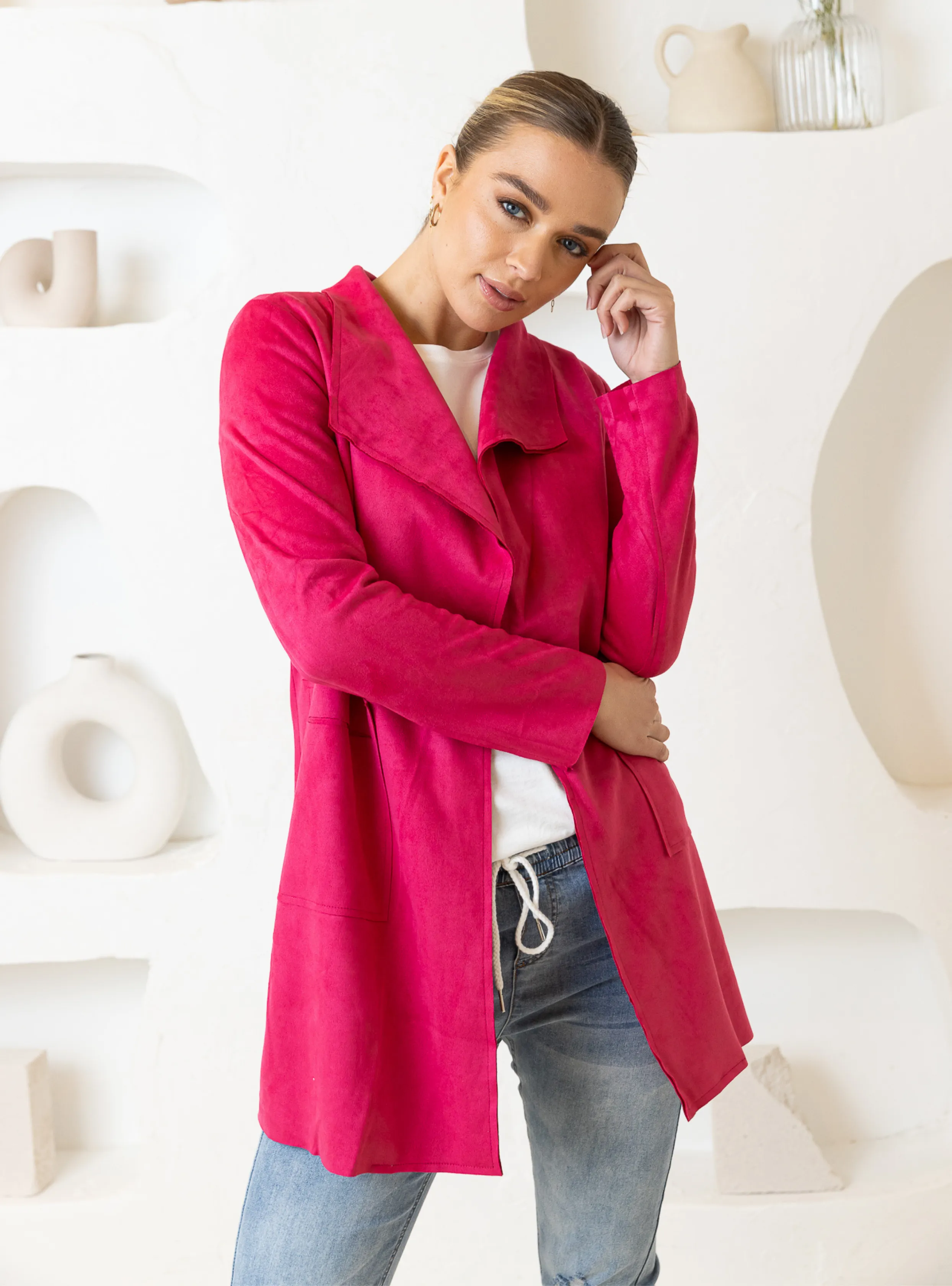 ROSE SUEDE COAT - Fuschia