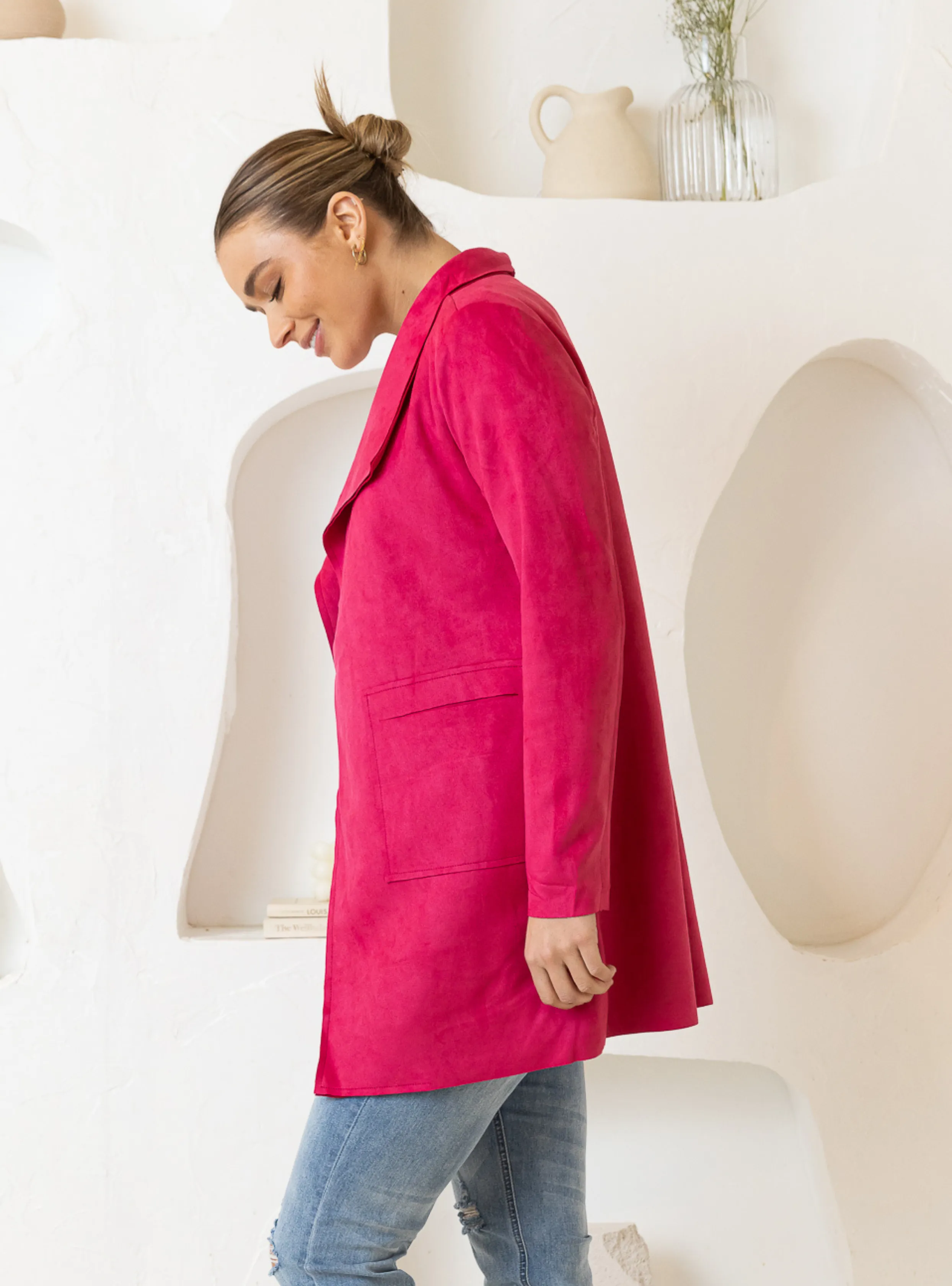 ROSE SUEDE COAT - Fuschia