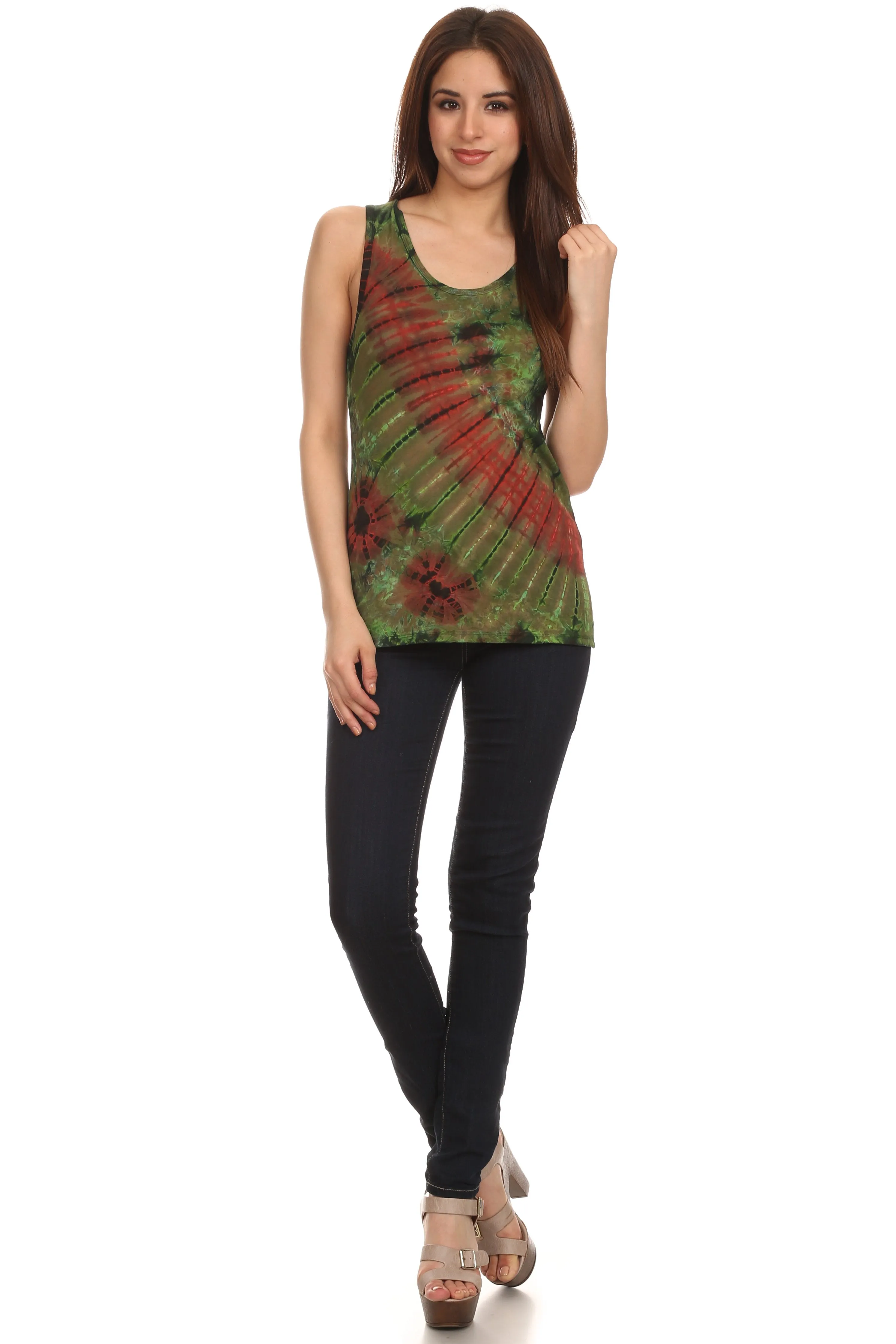 Sakkas Cicily Tie Dye Summer Tank Top Tee