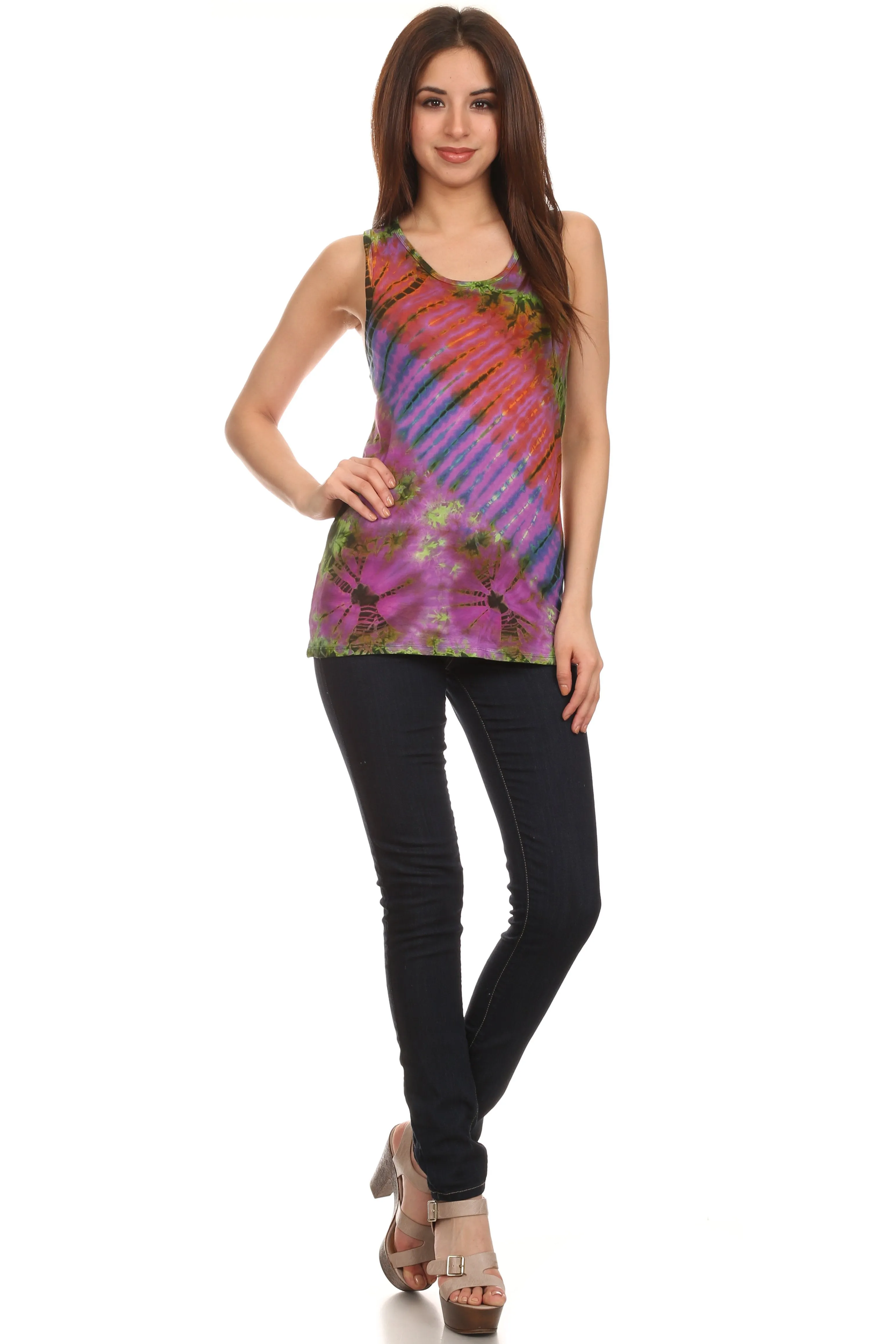 Sakkas Cicily Tie Dye Summer Tank Top Tee