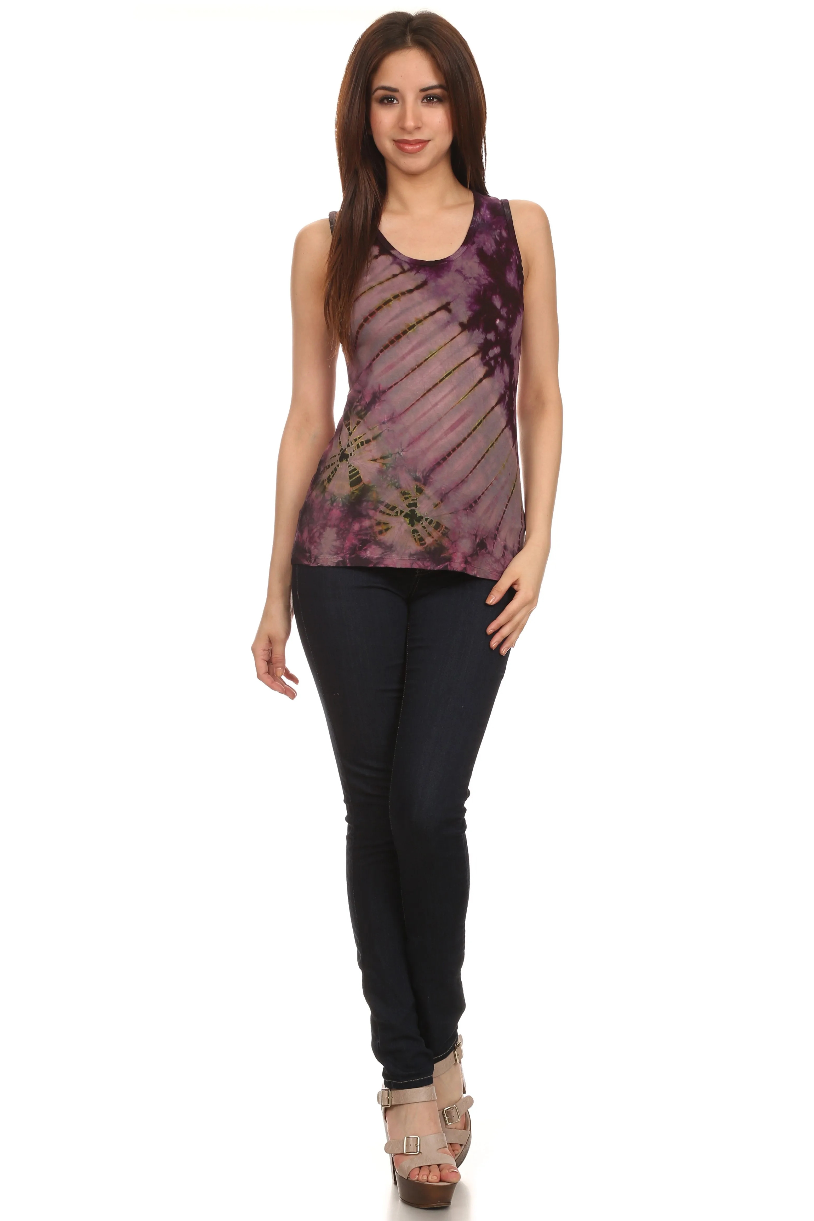 Sakkas Cicily Tie Dye Summer Tank Top Tee