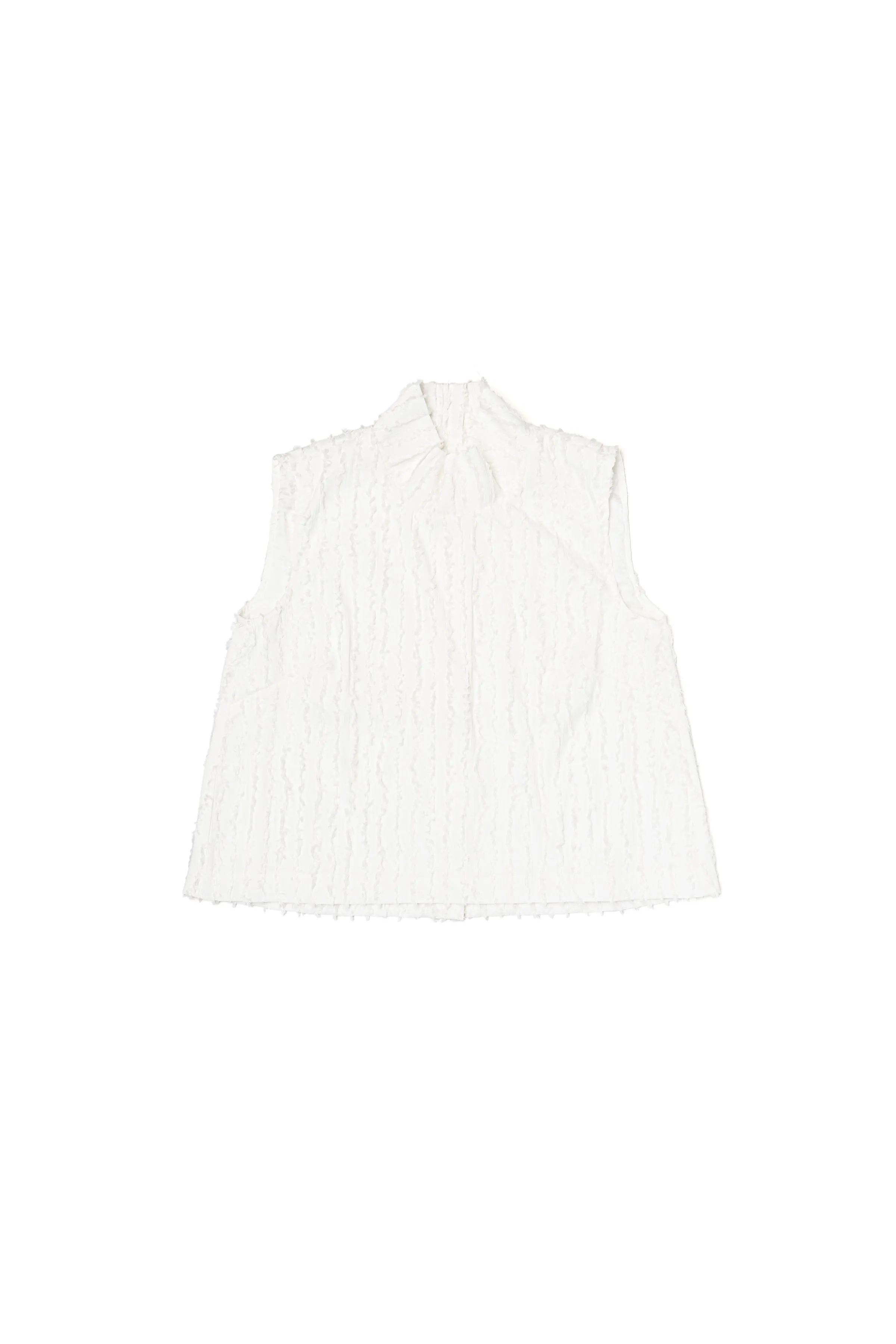 SAMPLE - Cropped Sleeveless Mod Top - White Fringe