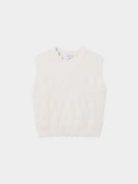 Scalloped Sleeveless Crew Neck Sweater-Ivory