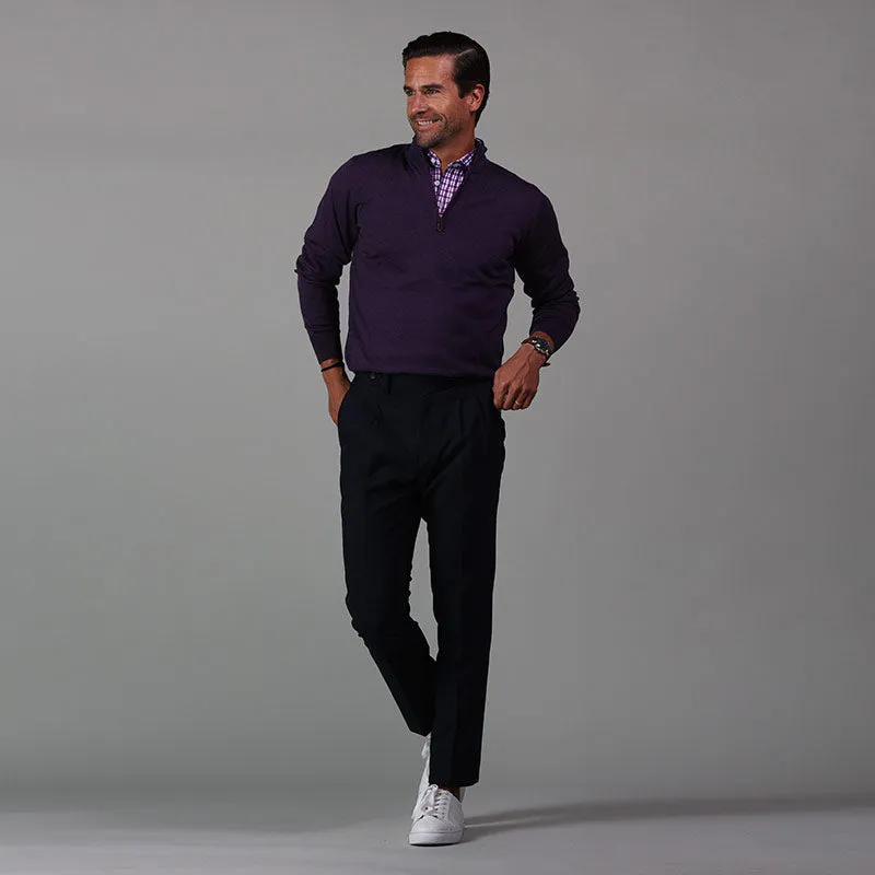 Semi-Spread Collar Polo Westport Purple Tattersall