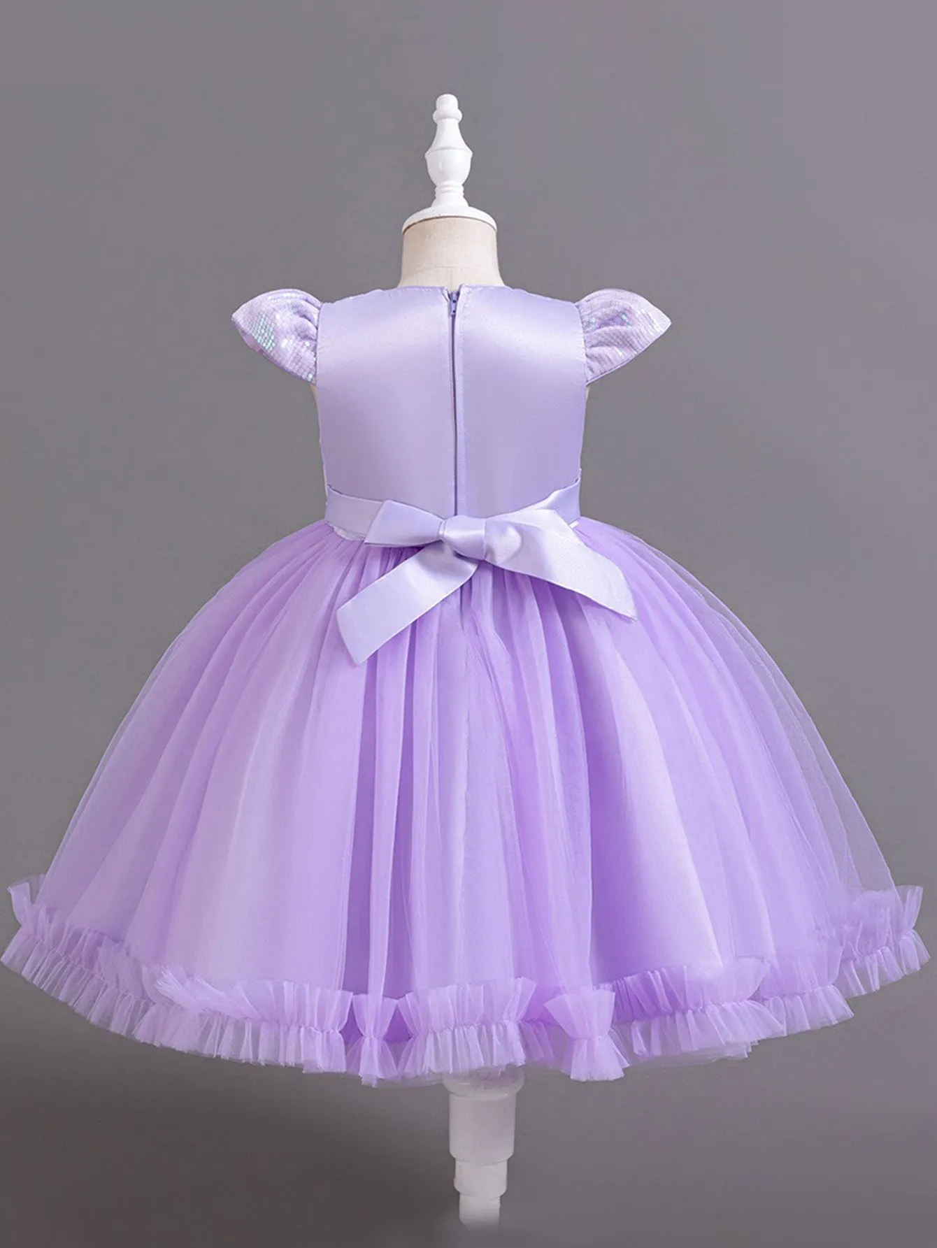 Sequined Girls Skirt Flying Sleeve Short Skirt One Piece Mesh Tulle Tutu Skirt