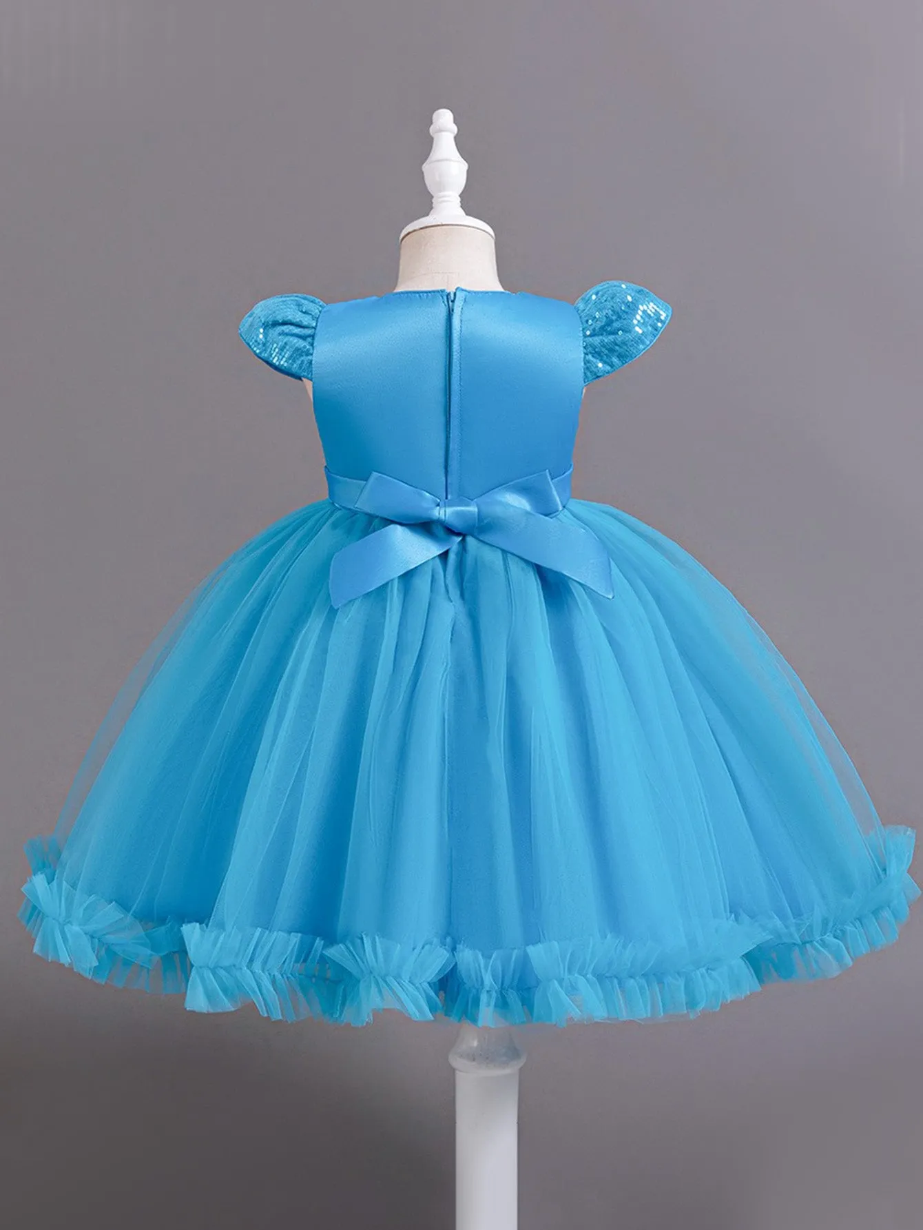 Sequined Girls Skirt Flying Sleeve Short Skirt One Piece Mesh Tulle Tutu Skirt