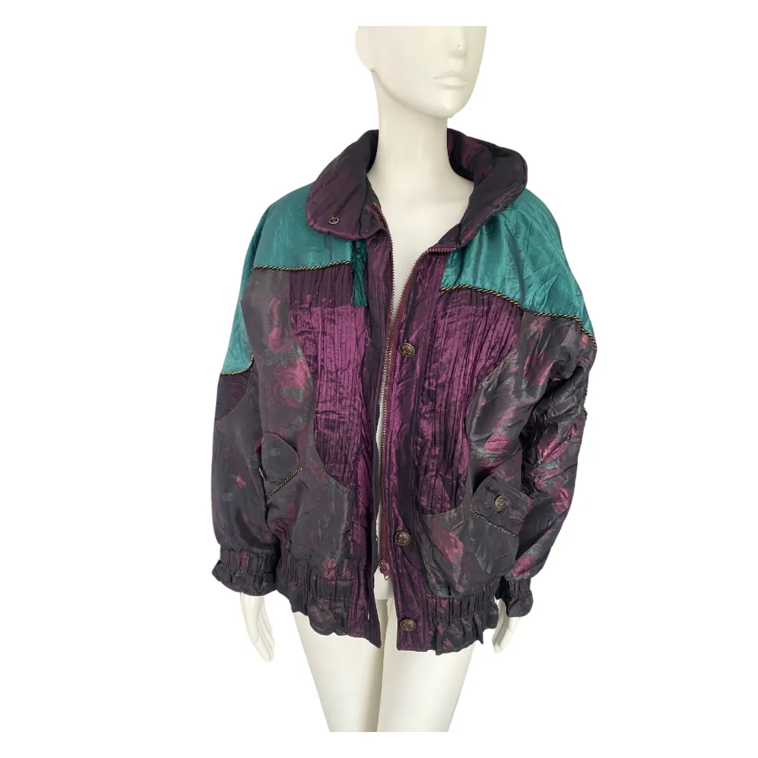 Shell Ski Jacket Vintage 80s Windbreaker Purple Iridescent SIZE S