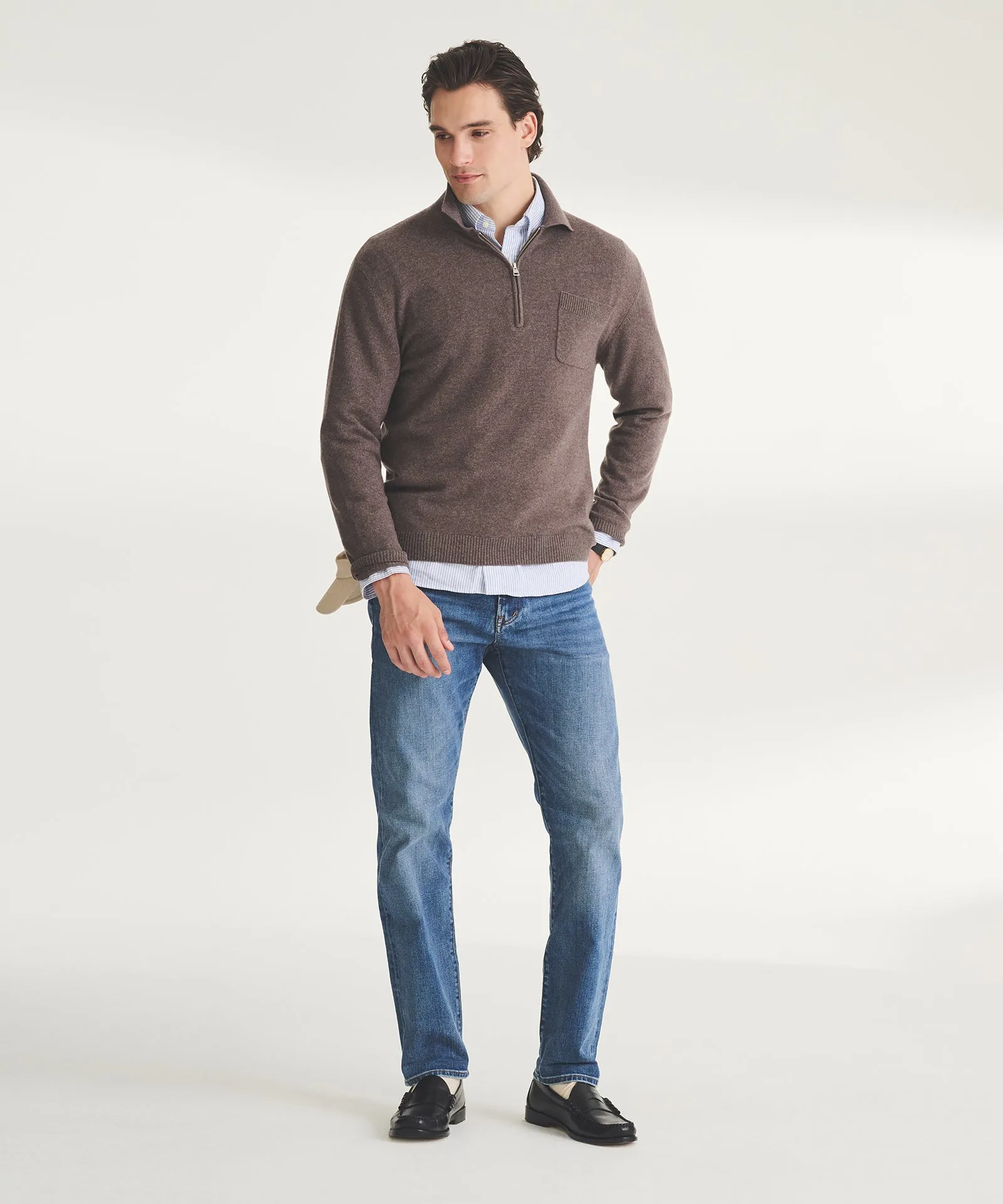 Signature Cashmere Quarter Zip Polo