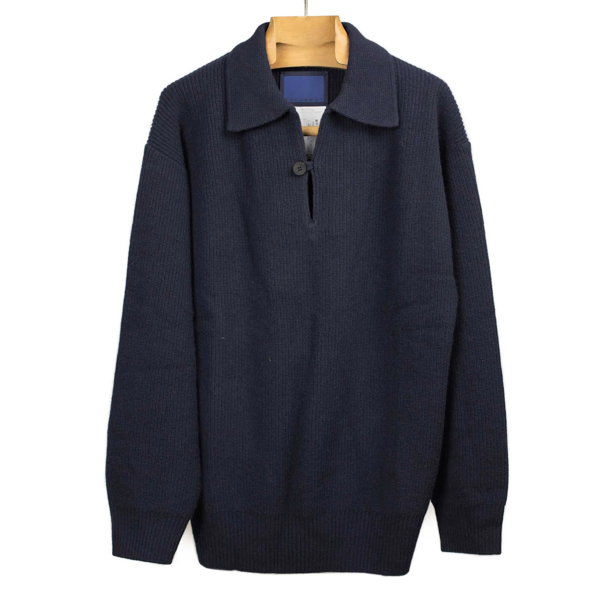 Smock sweater in navy heavyweight wool and cashmere