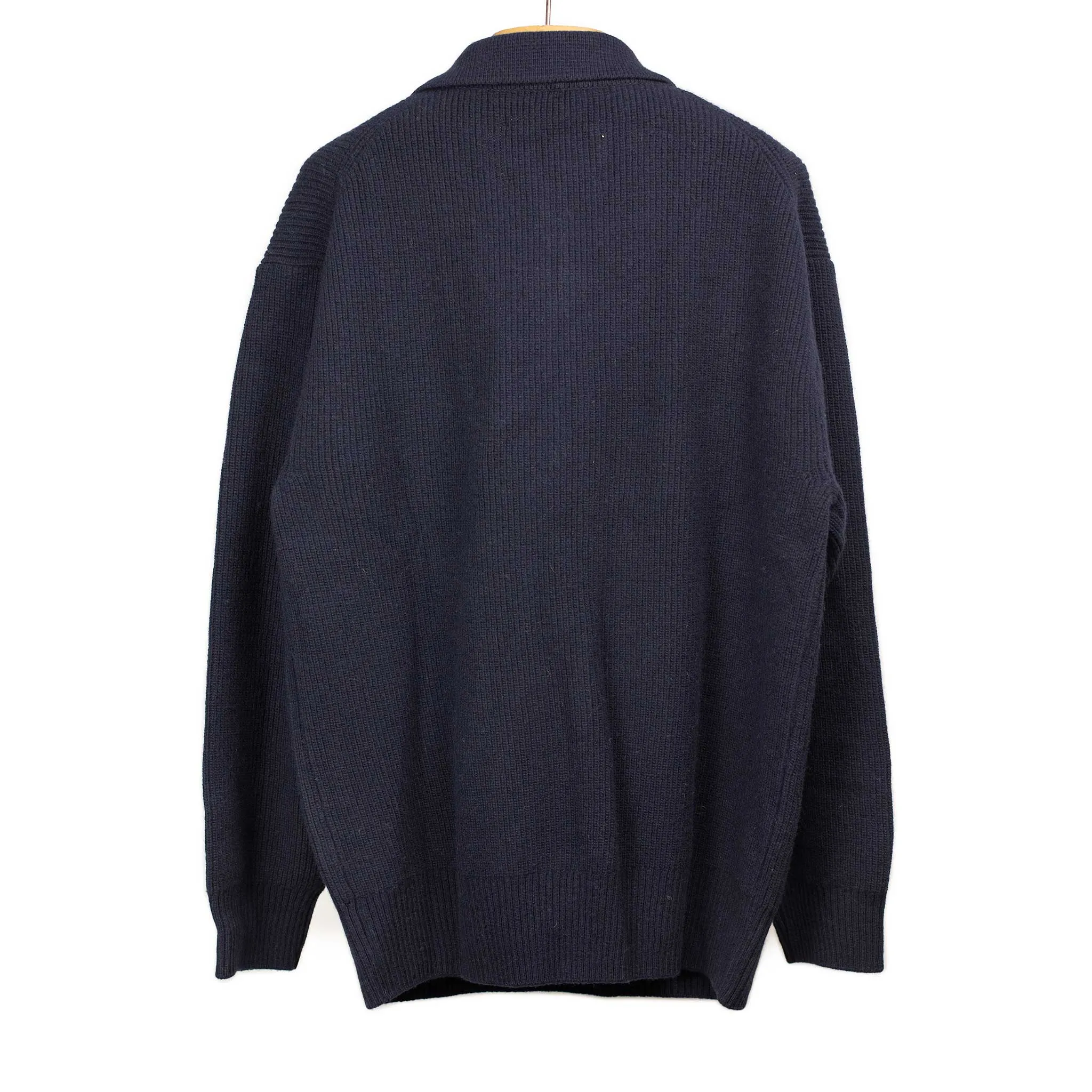 Smock sweater in navy heavyweight wool and cashmere