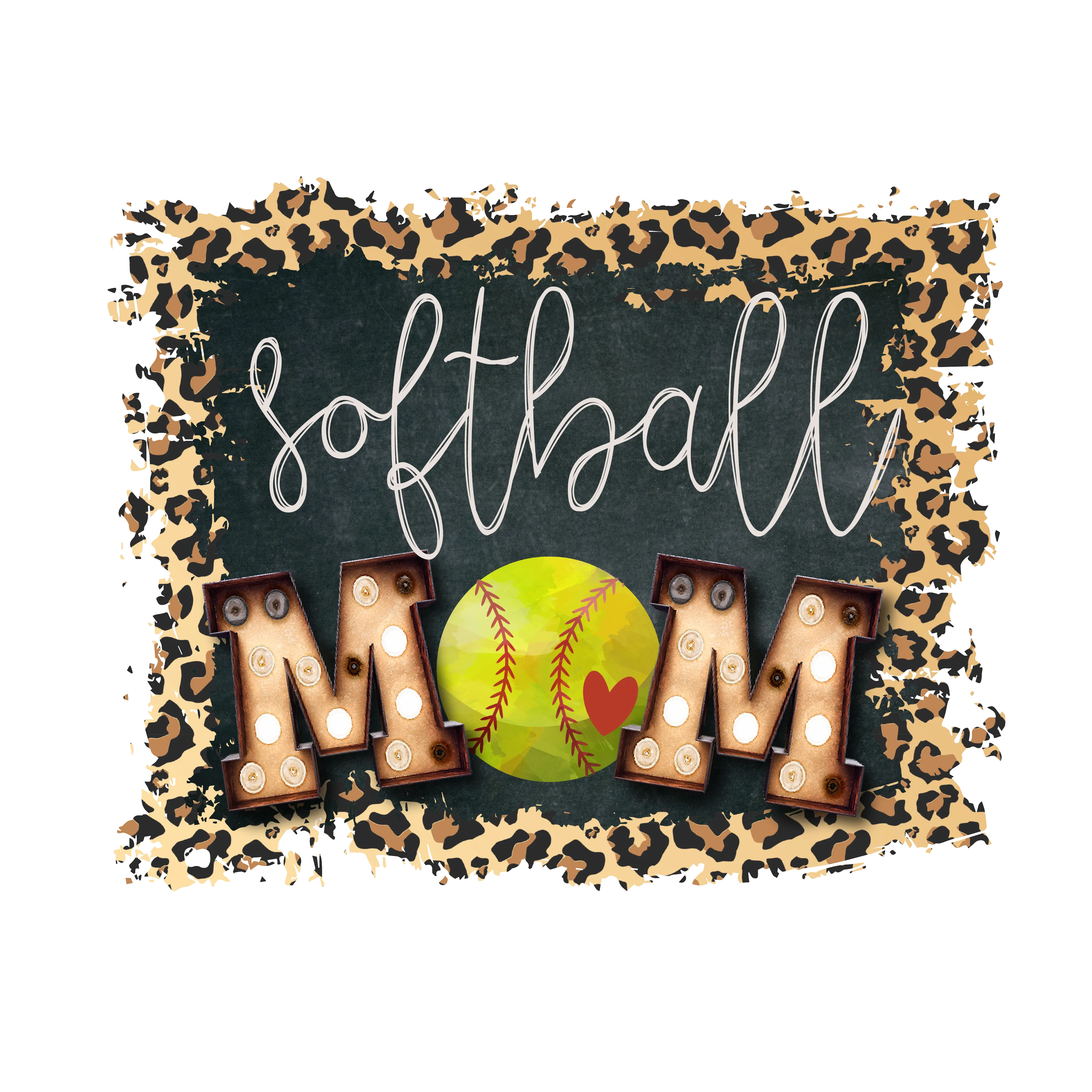 SOFTBALL MOM LEOPARD  SUBLIMATED CHALK BOARD  DRI FIT RACER TANK