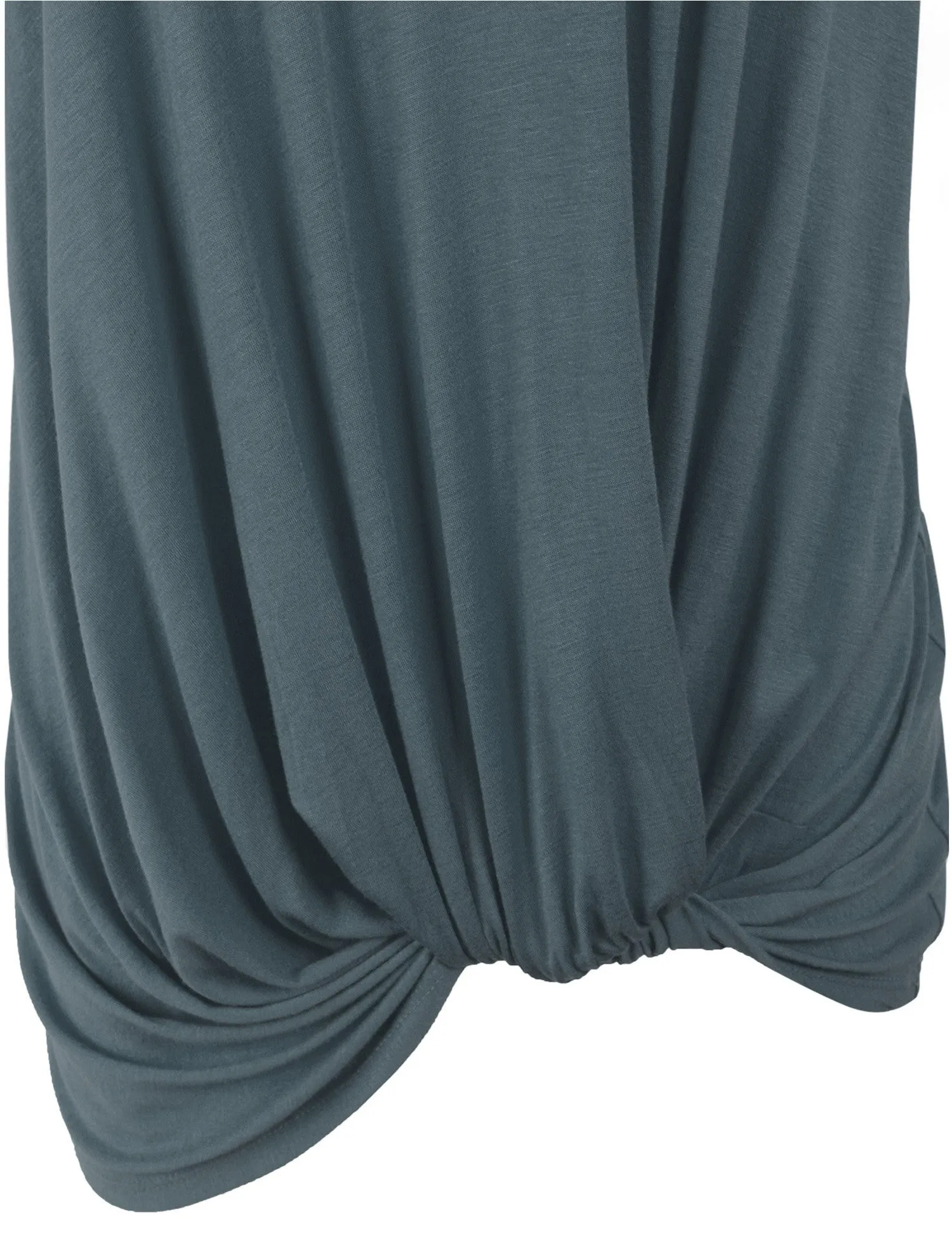 Solid Basic Boatneck Dolman Top with Knot on Hemline