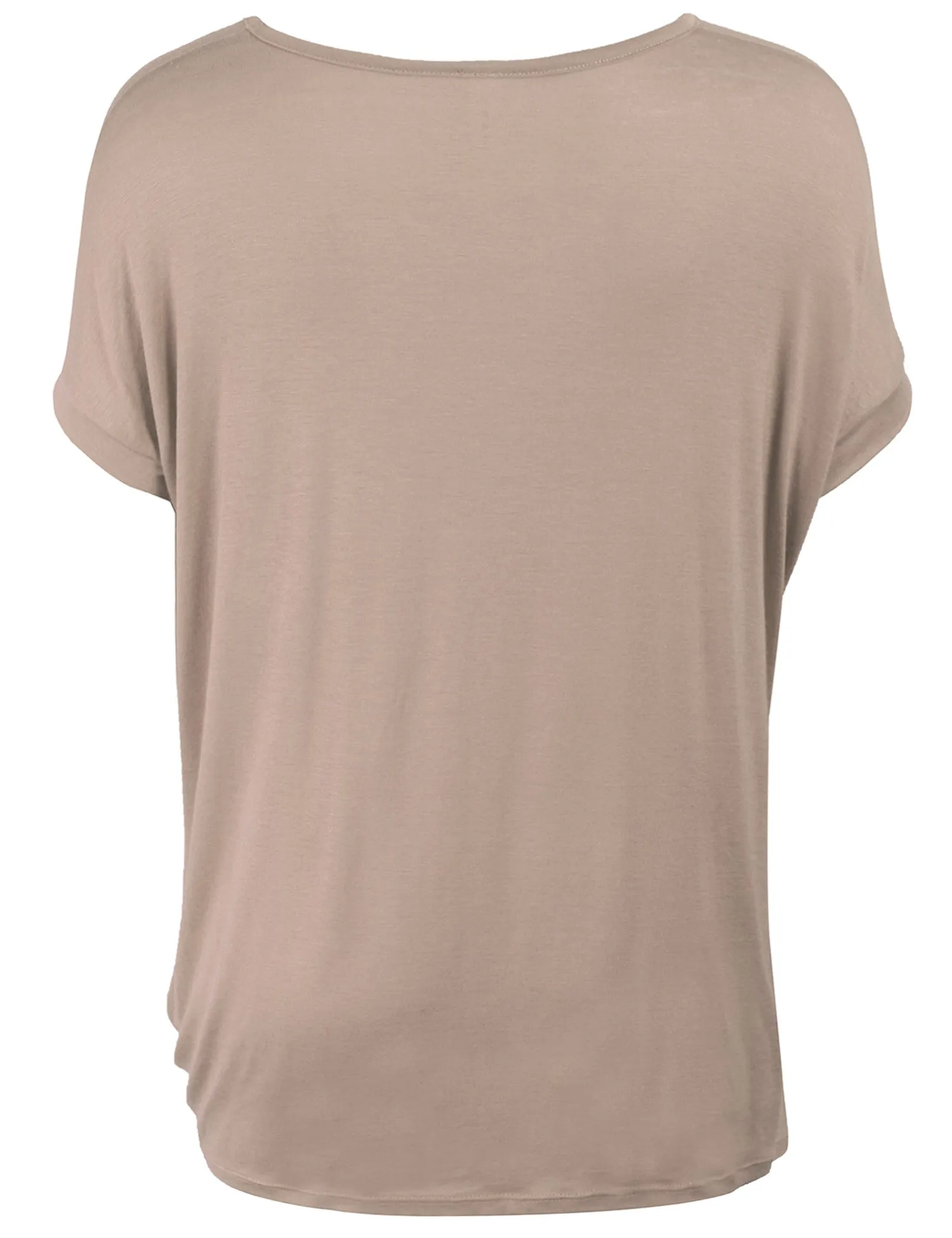 Solid Basic Boatneck Dolman Top with Knot on Hemline