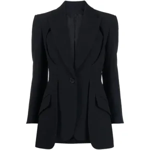 Solid Patchwork Button Casual Blazers For Women Notched Collar Long Sleeve Hollow Out Designer Blazer Female