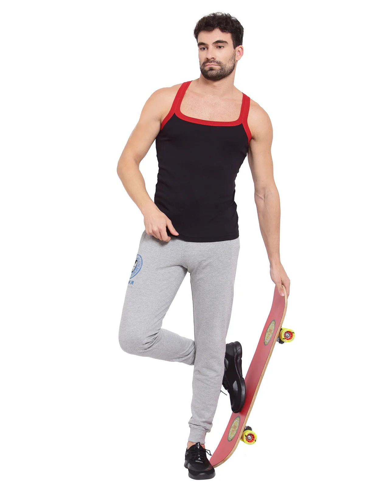 Sporto Men's Cotton Gym Vest - Black