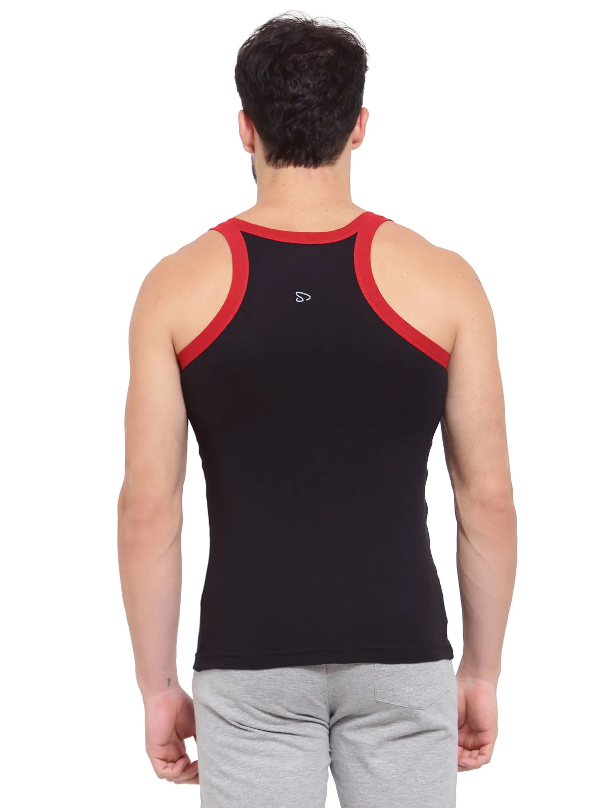 Sporto Men's Cotton Gym Vest - Black