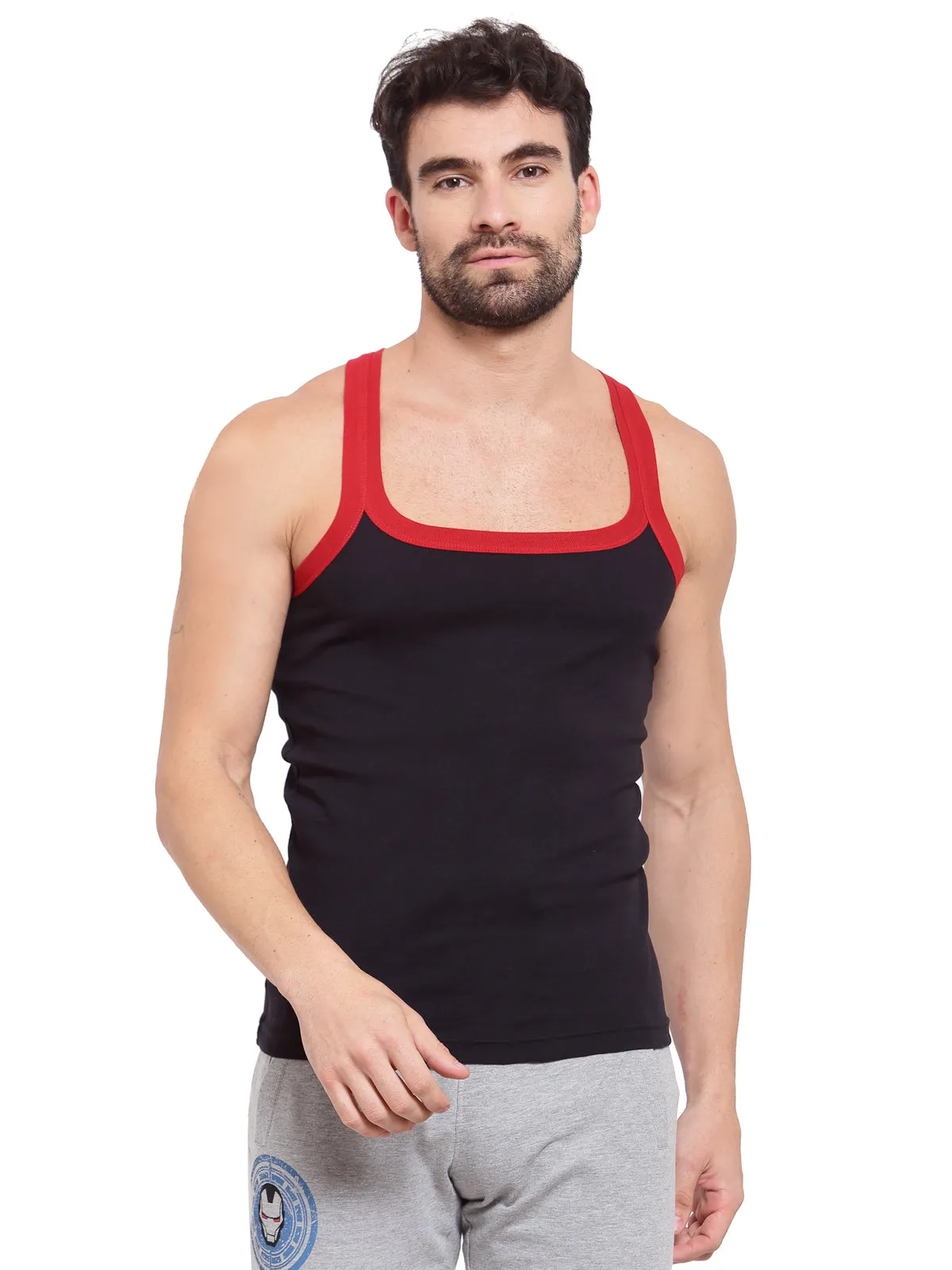 Sporto Men's Cotton Gym Vest - Black