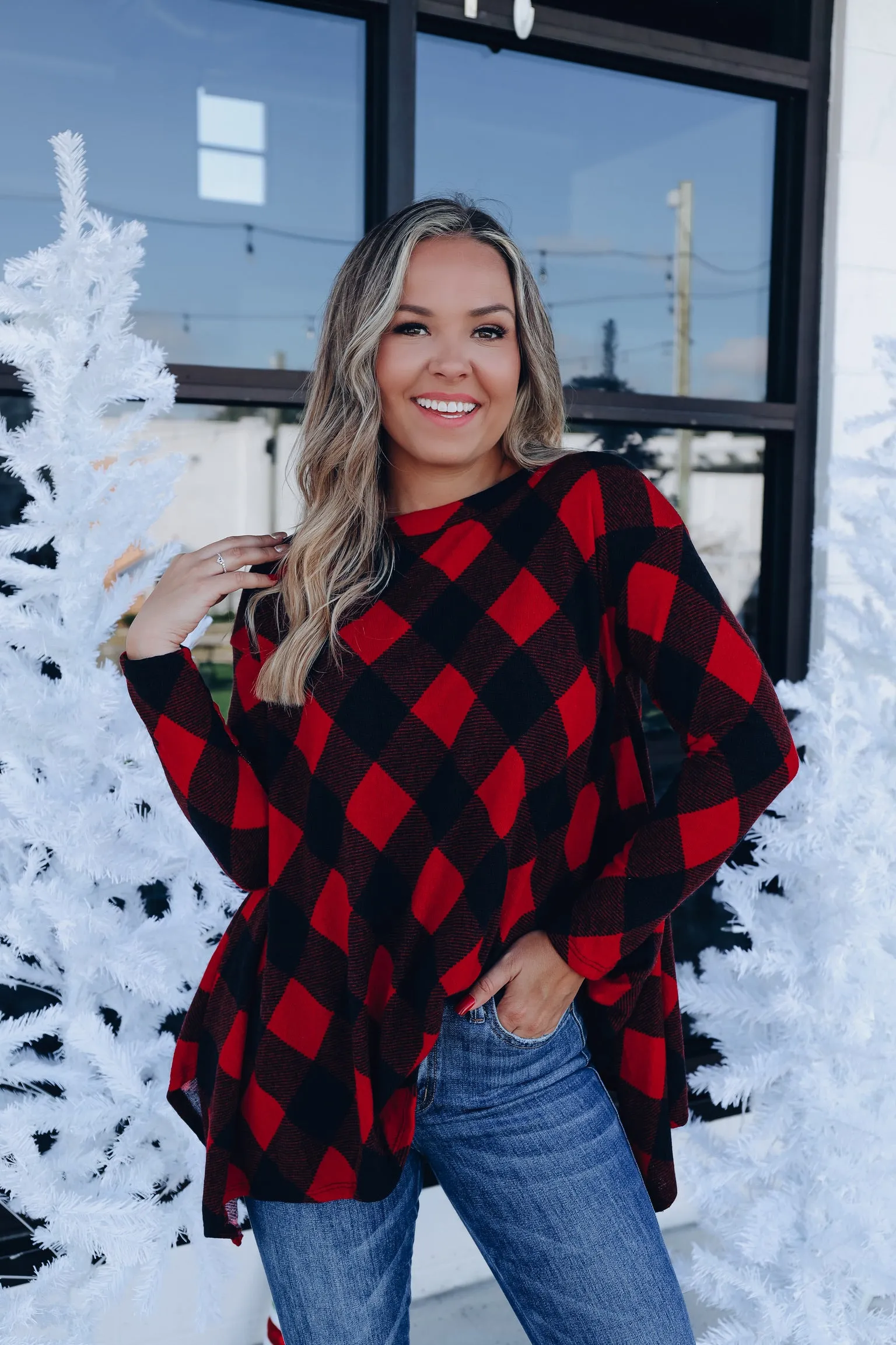 Stella Buffalo Plaid Swing Tunic - Red