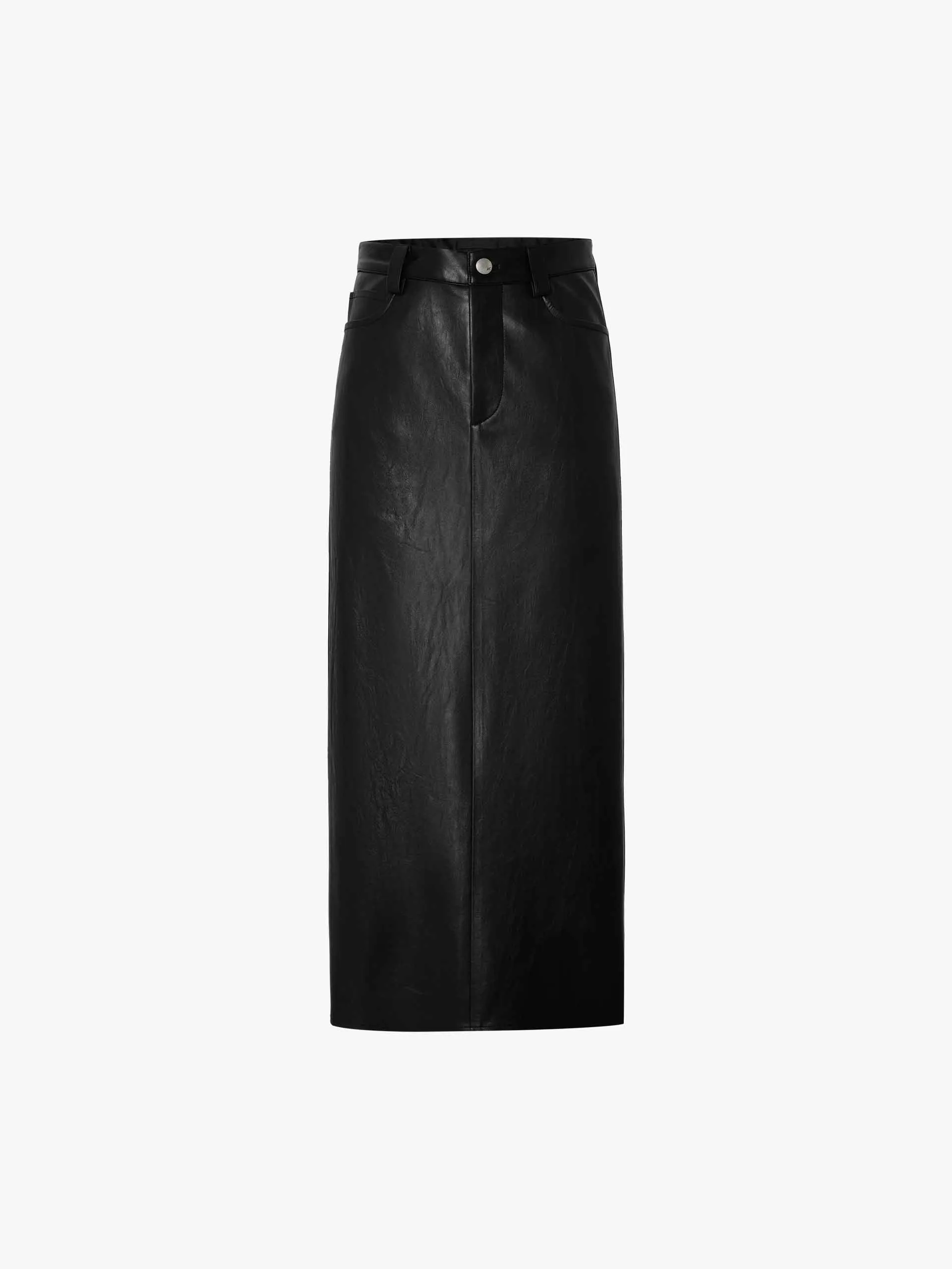 Straight Midi Leather Skirt