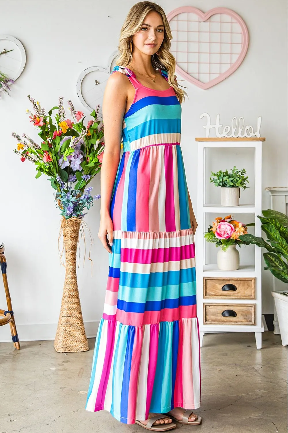 Striped Sleeveless Maxi Dress