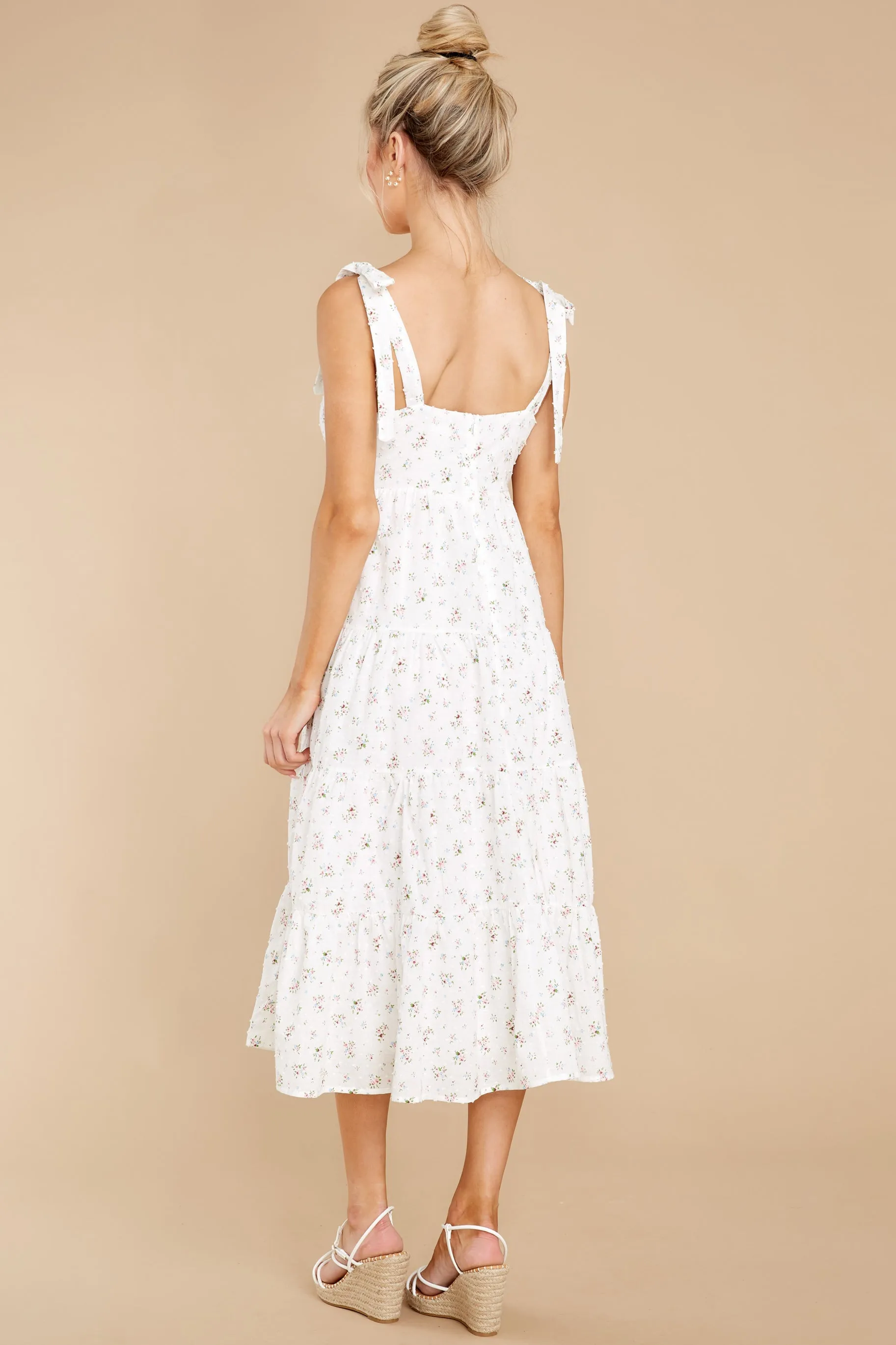 Stuck In The Moment White Floral Midi Dress