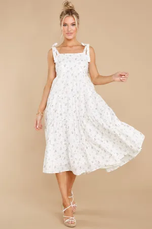 Stuck In The Moment White Floral Midi Dress