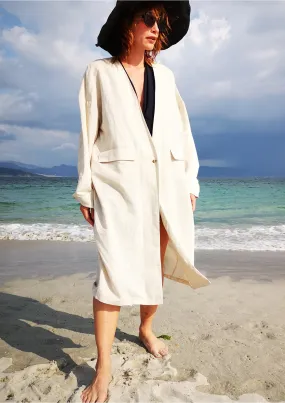 SUMMER COAT - NATURAL LINEN white