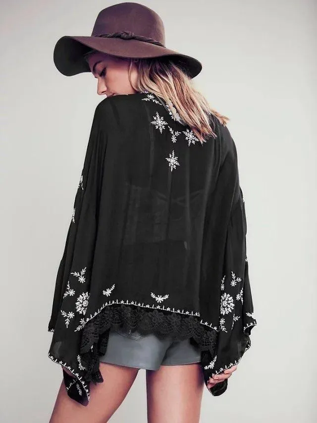 Summer Seaside Blouse Chiffon Cardigan Shawl Printing Coat Female