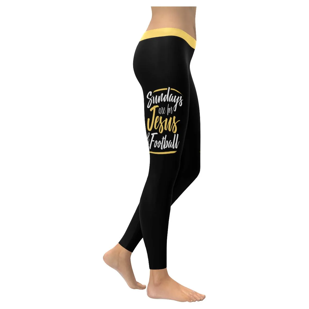 Sundays Are For Jesus & Football Soft Leggings For Women Christian - Christian Leggings For Women