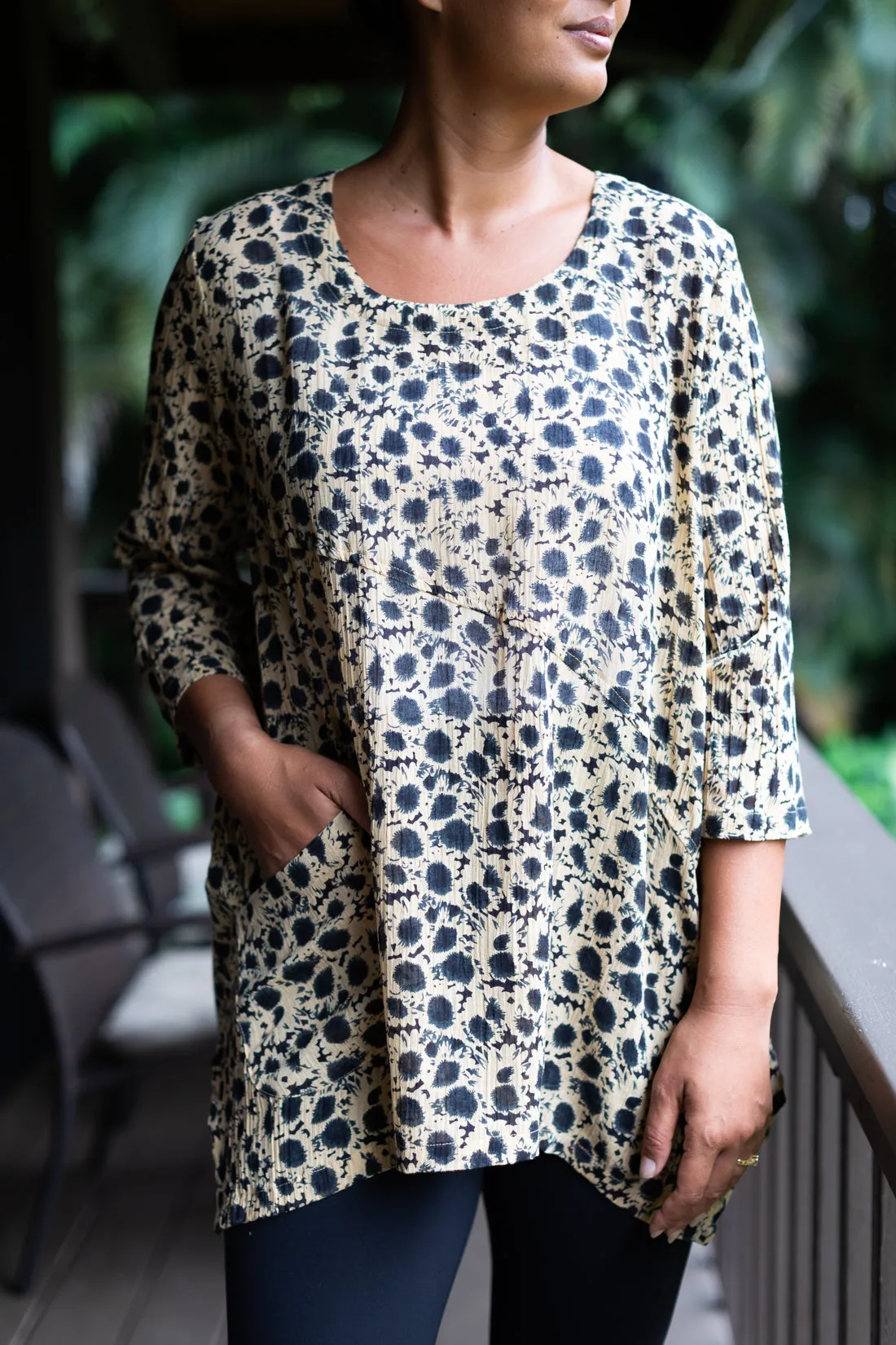 Sunflower Cotton Crepe Tunic w/Pocket