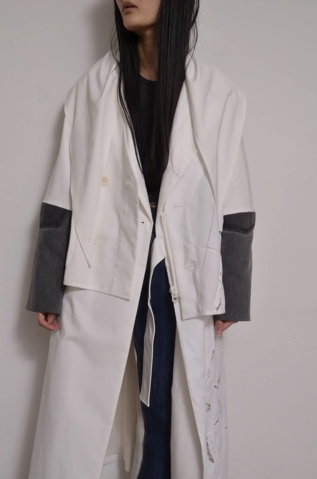 TABLE CLOTH △ SHAWL COAT/SHORT LINER set_WHT