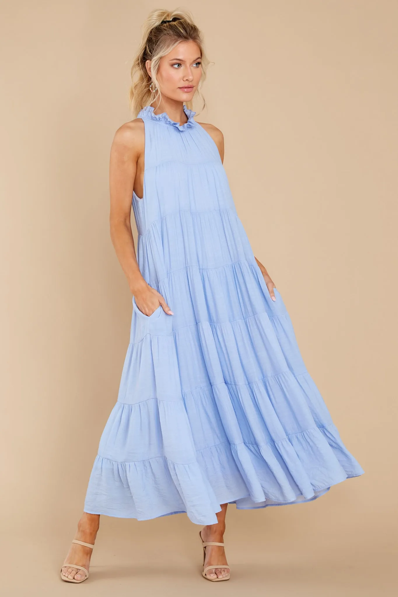 Take Me Dancing Pale Blue Maxi Dress