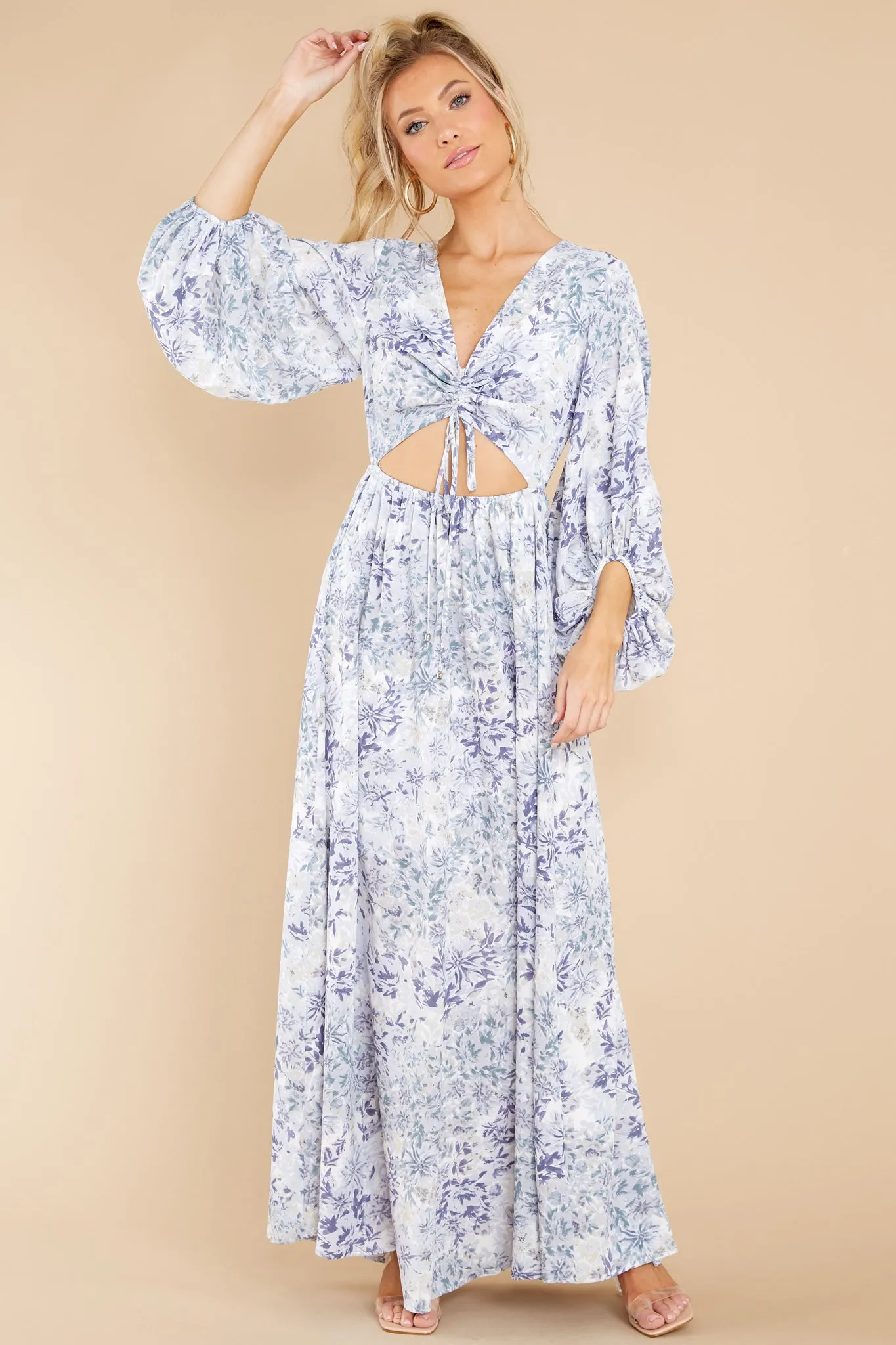 Take Me To Brunch Blue Floral Maxi Dress