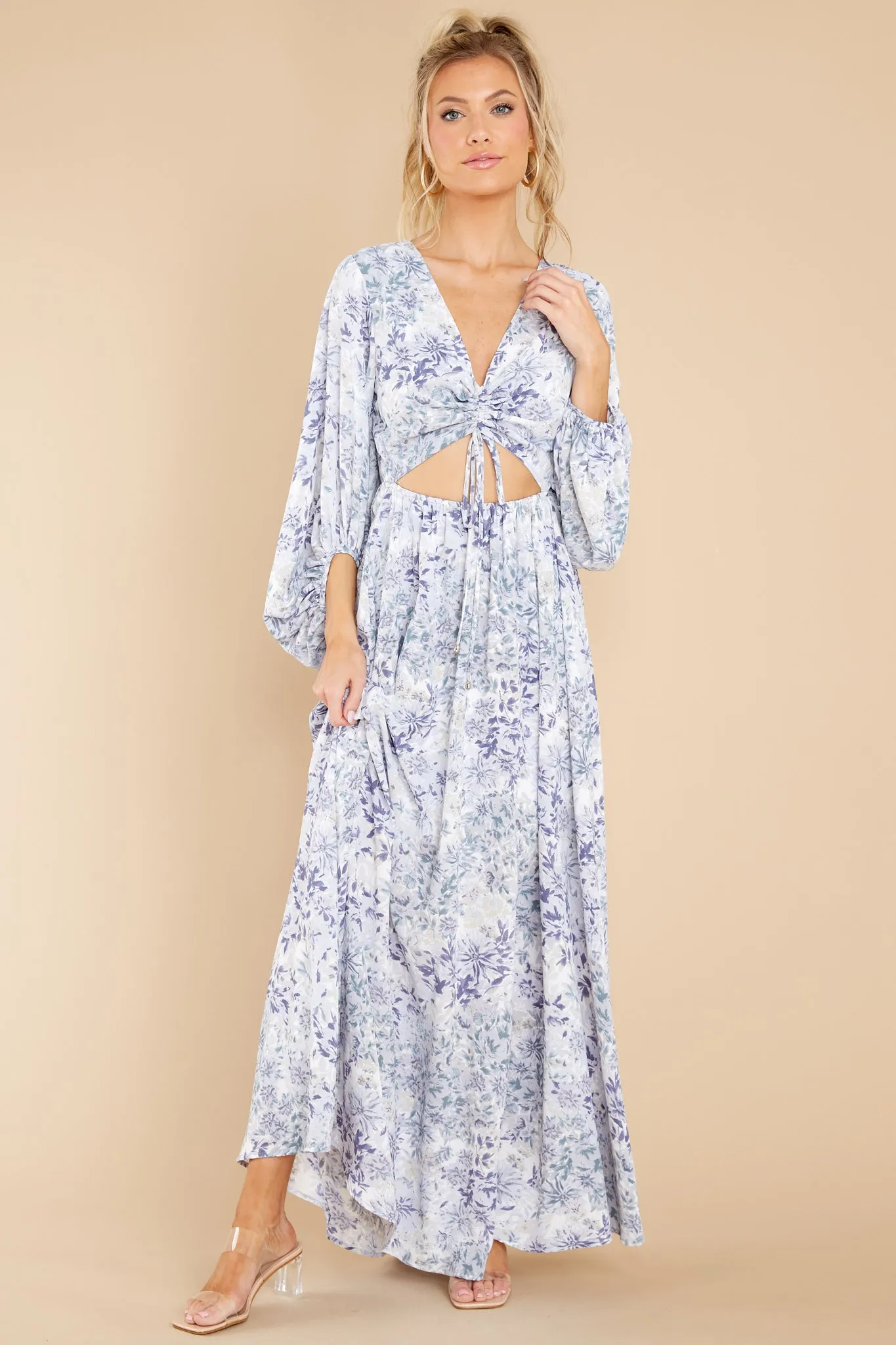 Take Me To Brunch Blue Floral Maxi Dress