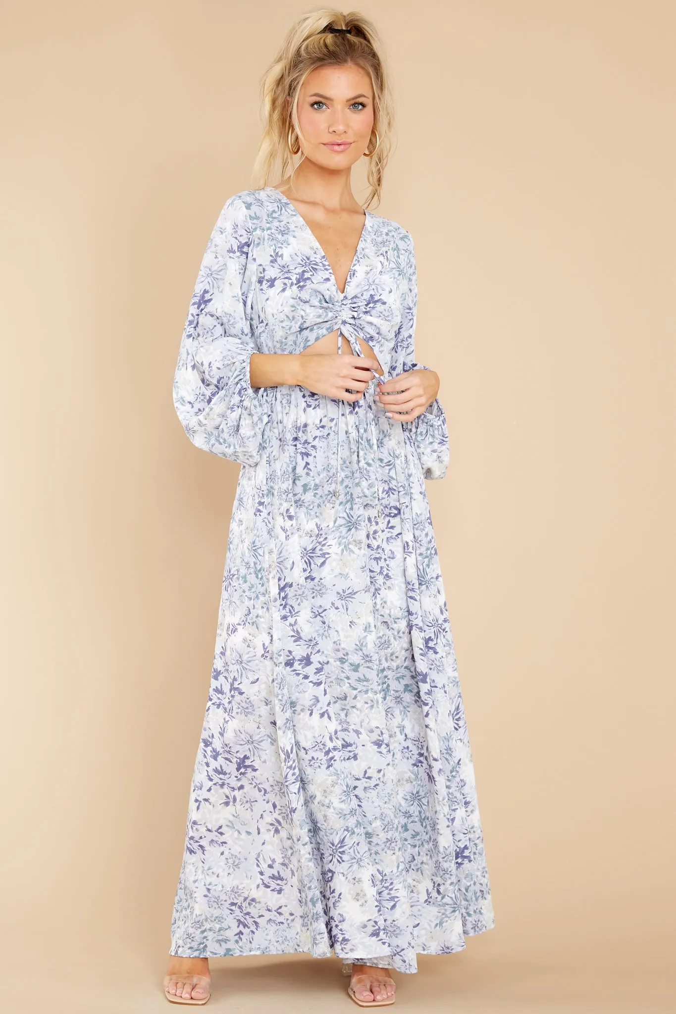 Take Me To Brunch Blue Floral Maxi Dress