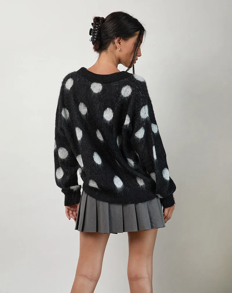 Tamika Oversized Jumper in Polka Black