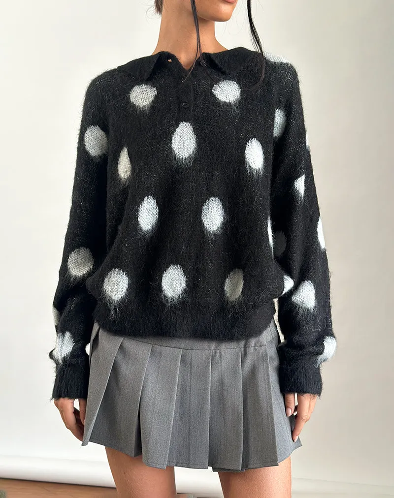 Tamika Oversized Jumper in Polka Black