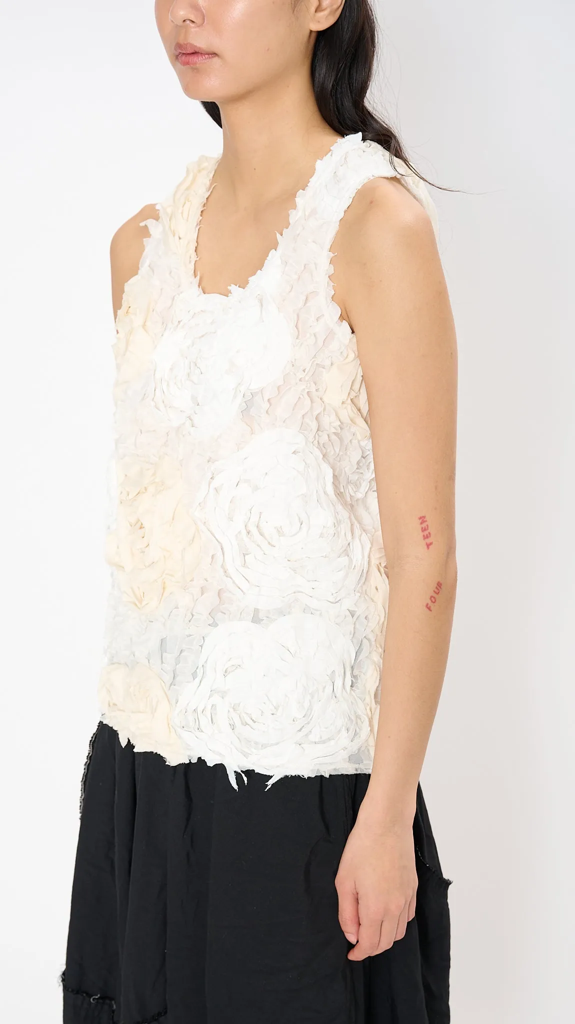 Tape Embroidery Top in White