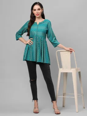 Teal Floral Printed Tunic