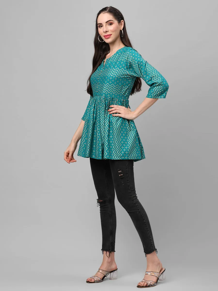 Teal Floral Printed Tunic