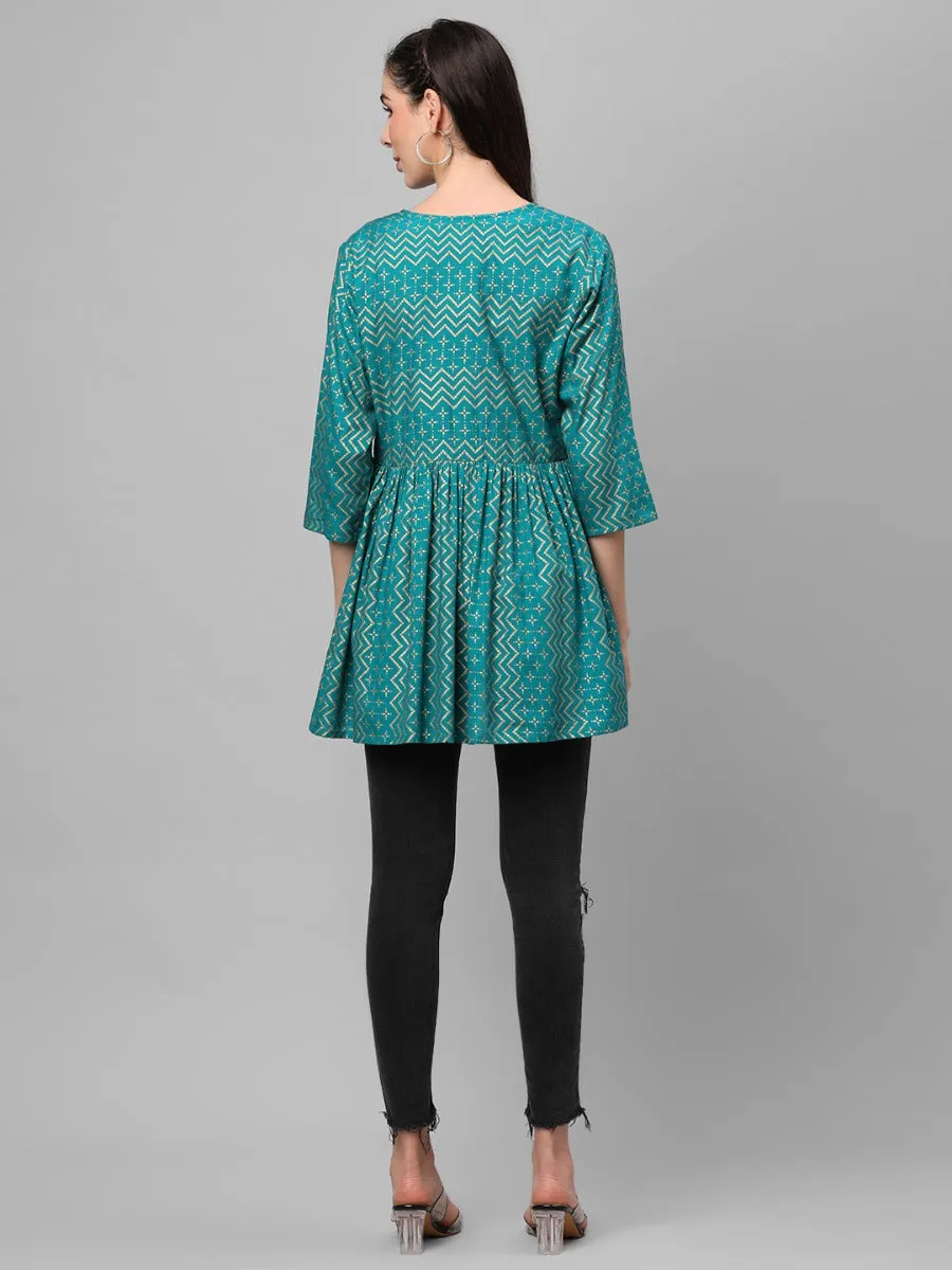 Teal Floral Printed Tunic