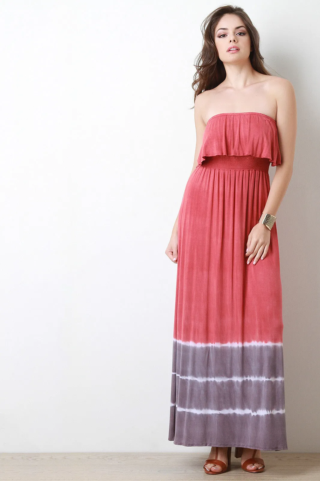 Tie Dye Flounce Top Maxi Dress