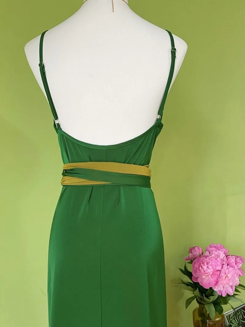 Tie Waist Green Summer Maxi Dress